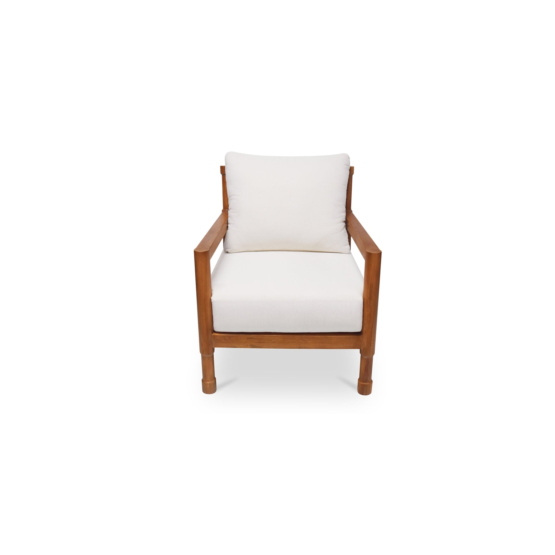 Brennor Outdoor Lounge Chair, Teak Wood, Woven Synthetic Hyacinth, Quick-Dry Cushions, Olefin Fabric, Natural