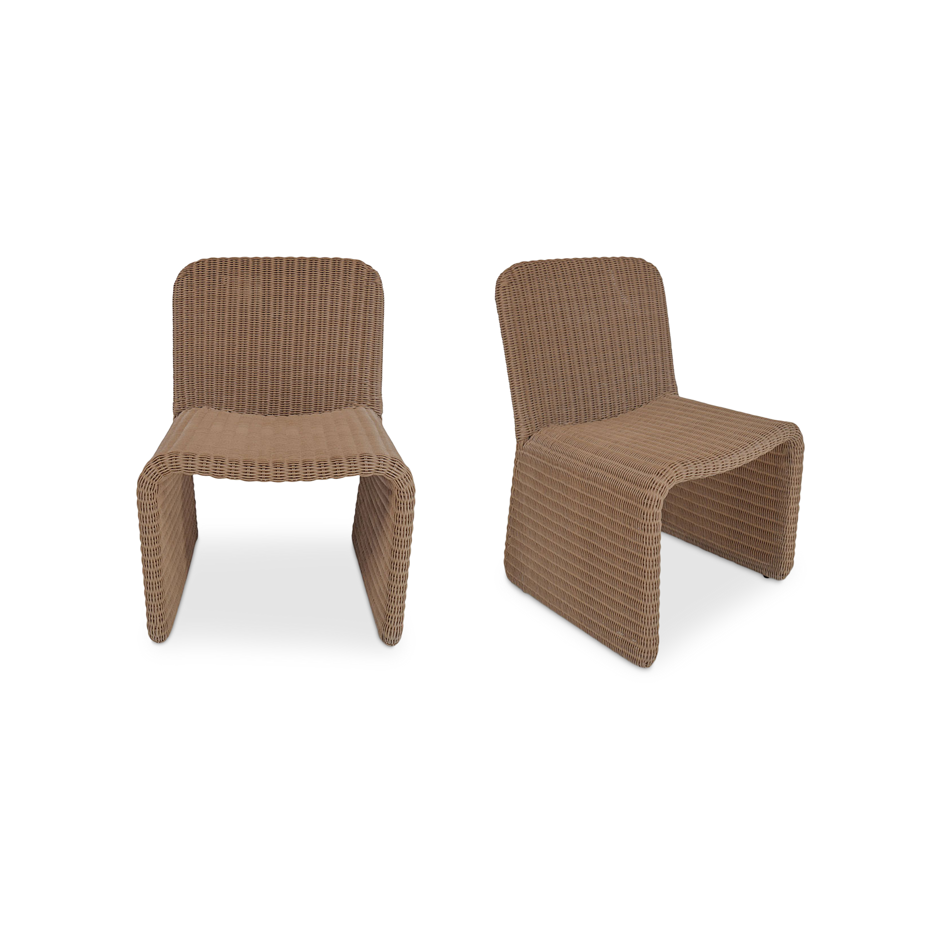 Gideon Outdoor Chair, Oval Silhouette, Aluminum Frame, Woven Synthetic Hyacinth, Rust Resistant, Natural - Set of 2