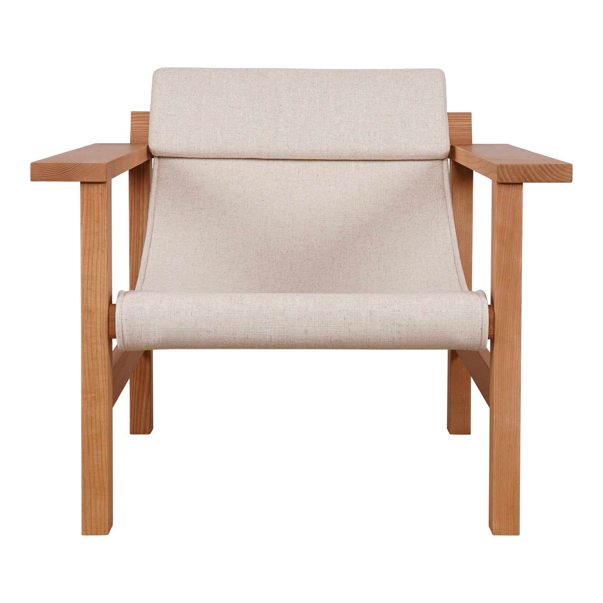 Zenith Accent Chair, Modern Sling Seat, Polyester Linen Blend, Cream White