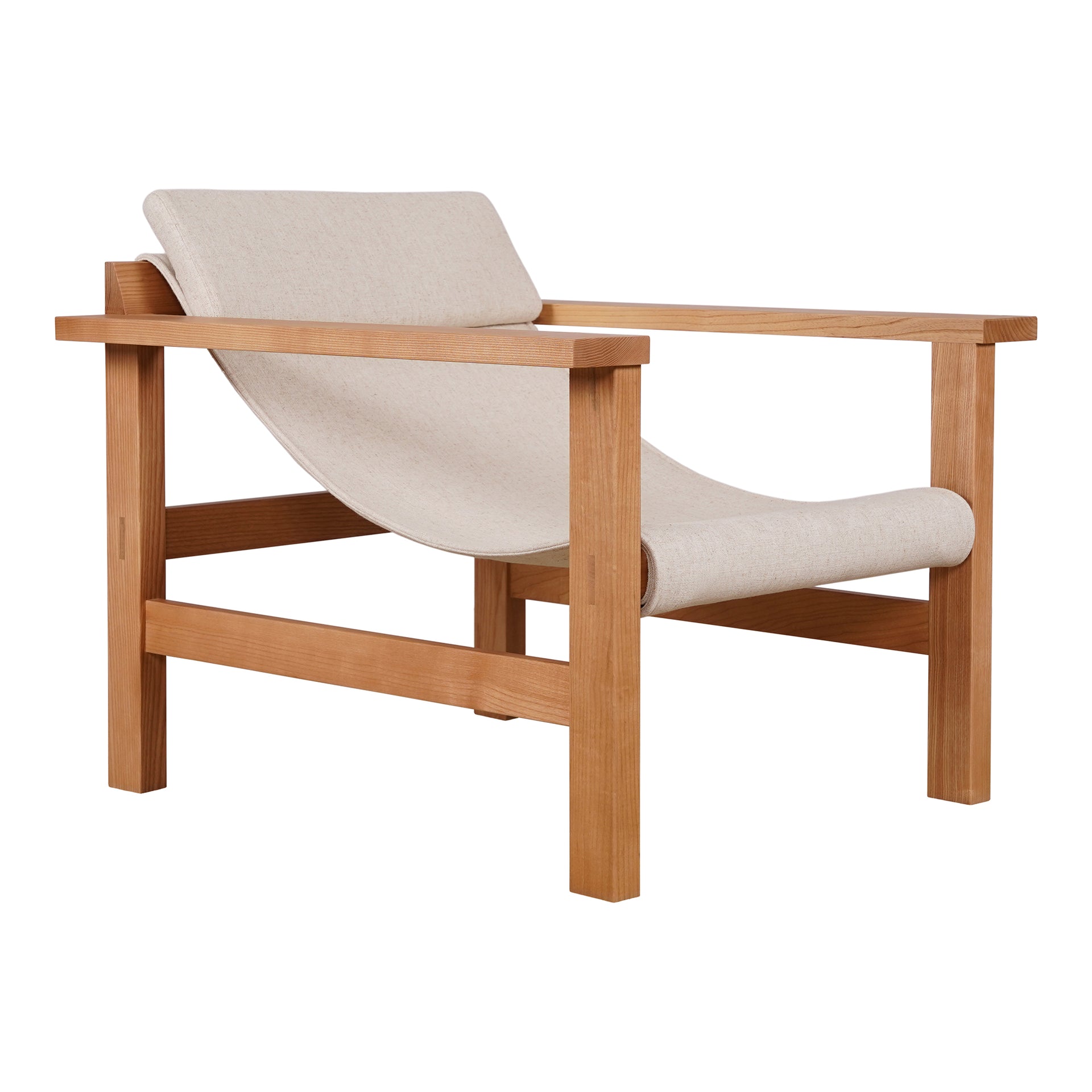 Zenith Accent Chair, Modern Sling Seat, Polyester Linen Blend, Cream White