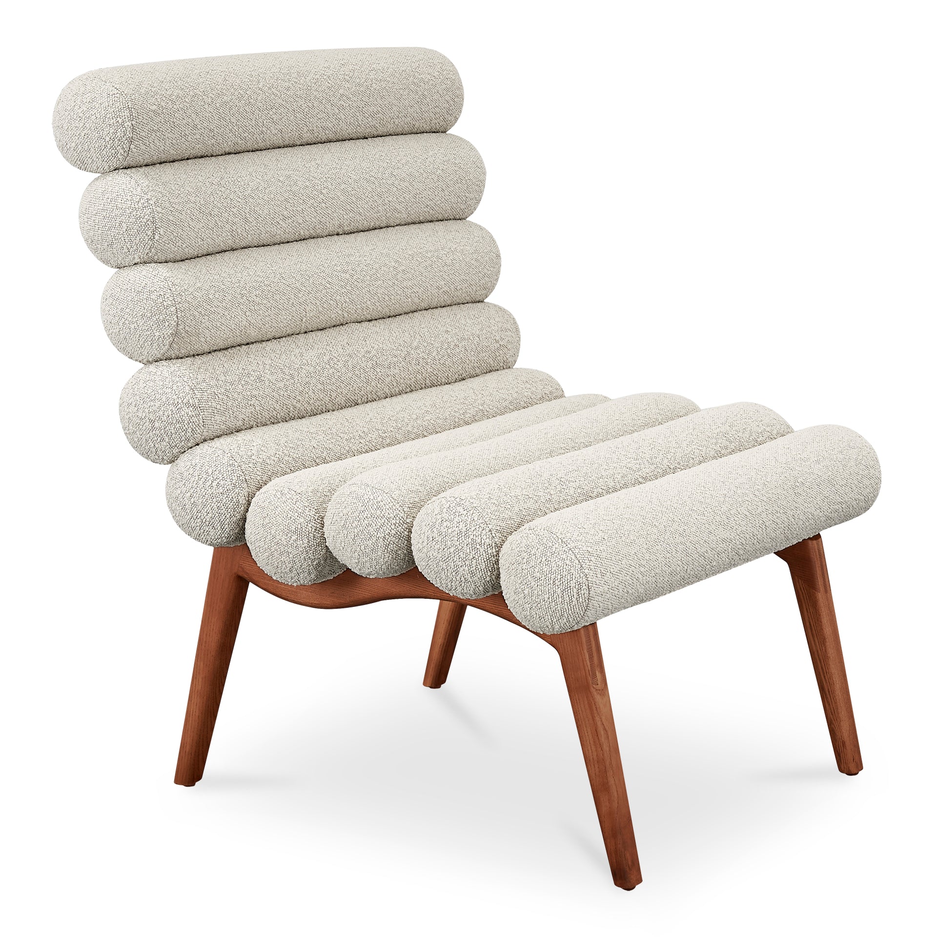 Ashby Accent Chair, Performance Fabric Upholstery, Solid Ash Wood Legs Off White