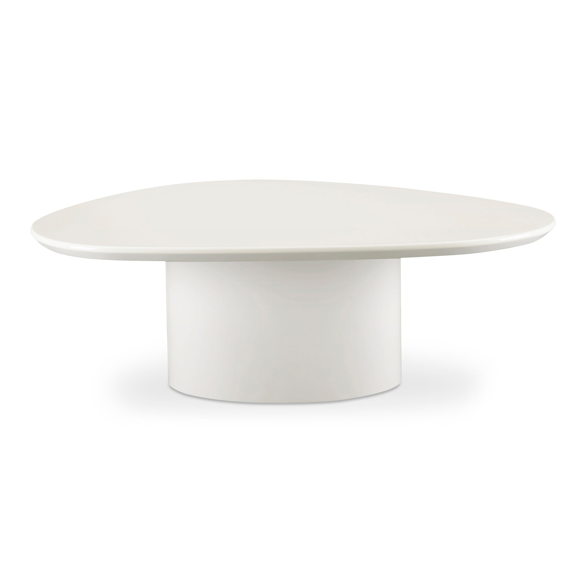 Murphy, Modern Coffee Table Freeform Shape MDF High-Gloss Lacquer, Ivory White