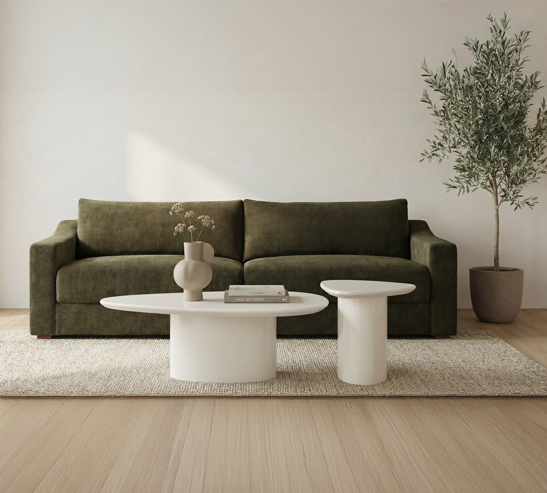 Murphy, Modern Coffee Table Freeform Shape MDF High-Gloss Lacquer, Ivory White