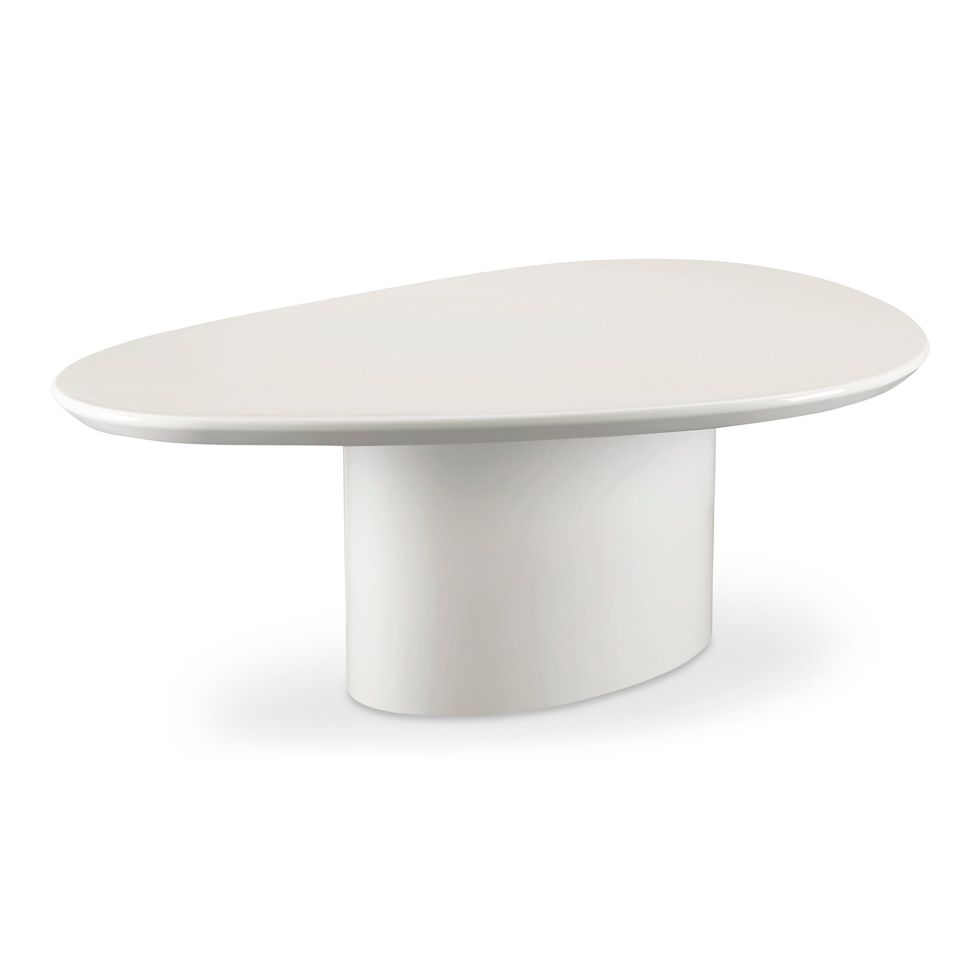 Murphy, Modern Coffee Table Freeform Shape MDF High-Gloss Lacquer, Ivory White