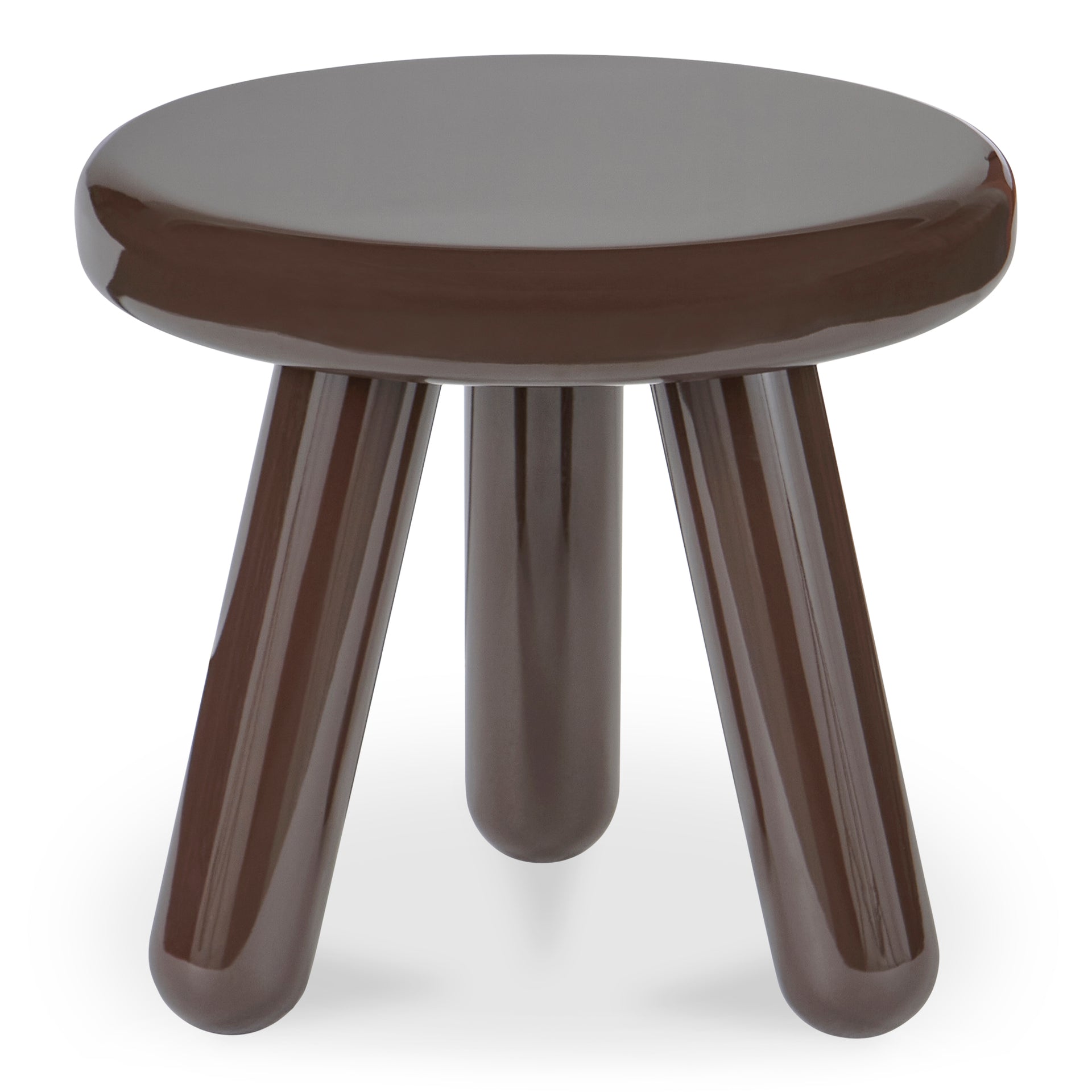 Lavinia Accent Table, High-Gloss Dark Brown Lacquer, Rubber Wood Base