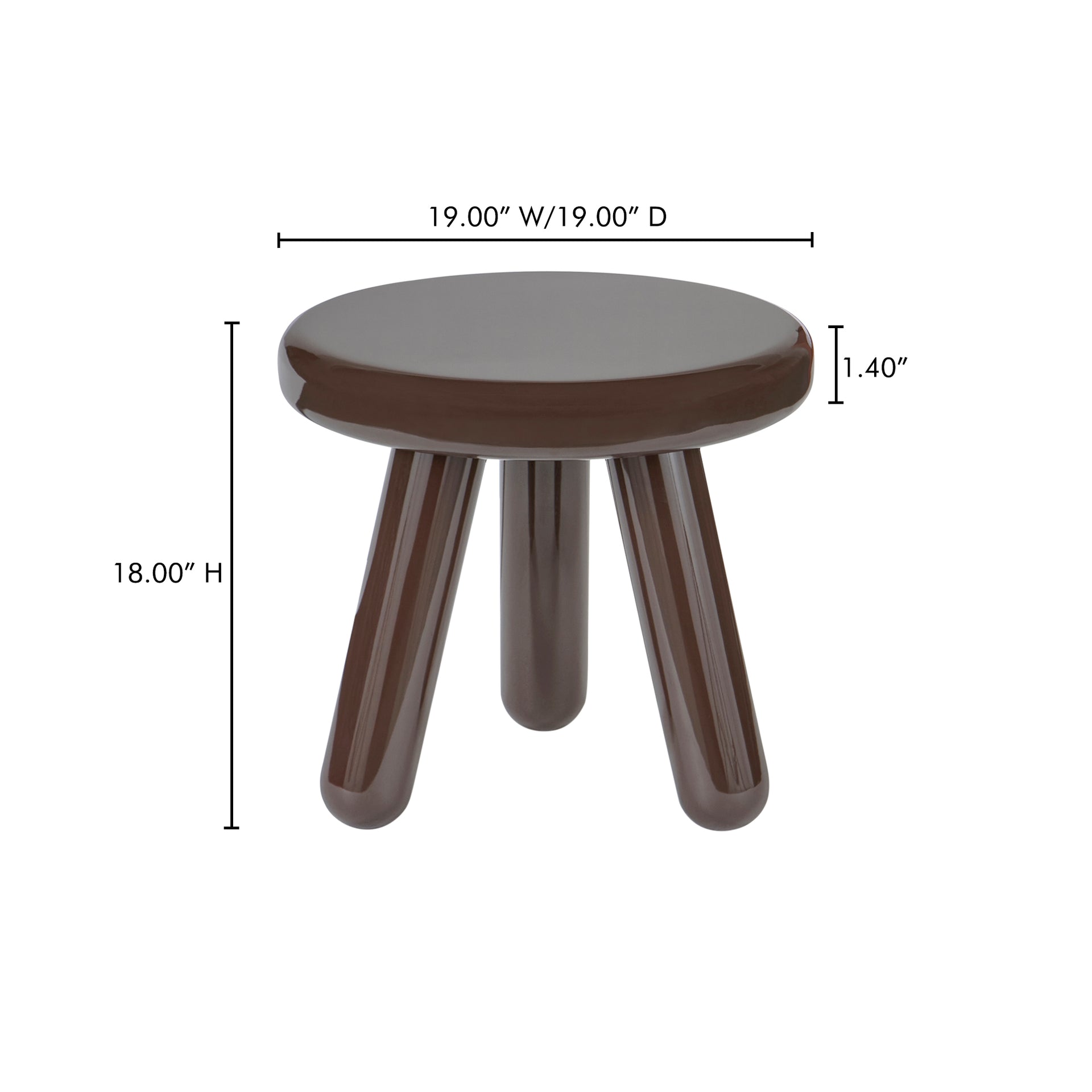 Lavinia Accent Table, High-Gloss Dark Brown Lacquer, Rubber Wood Base