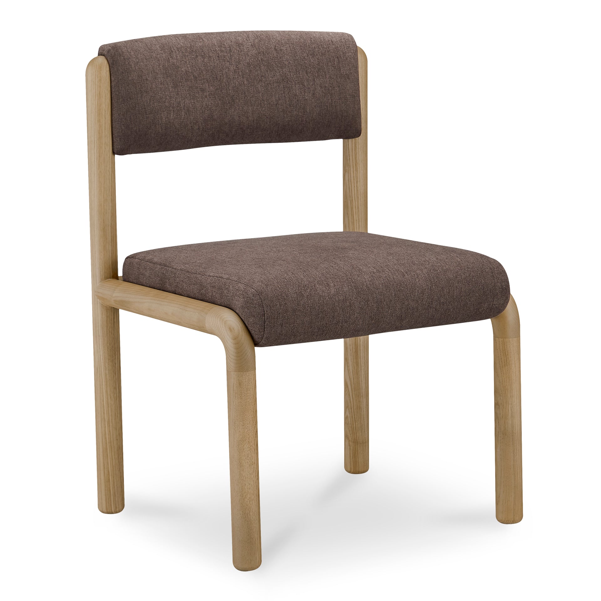 Eldon Dining Chair, Solid Ash Wood Frame, Deep Brown Upholstery - Set of 2