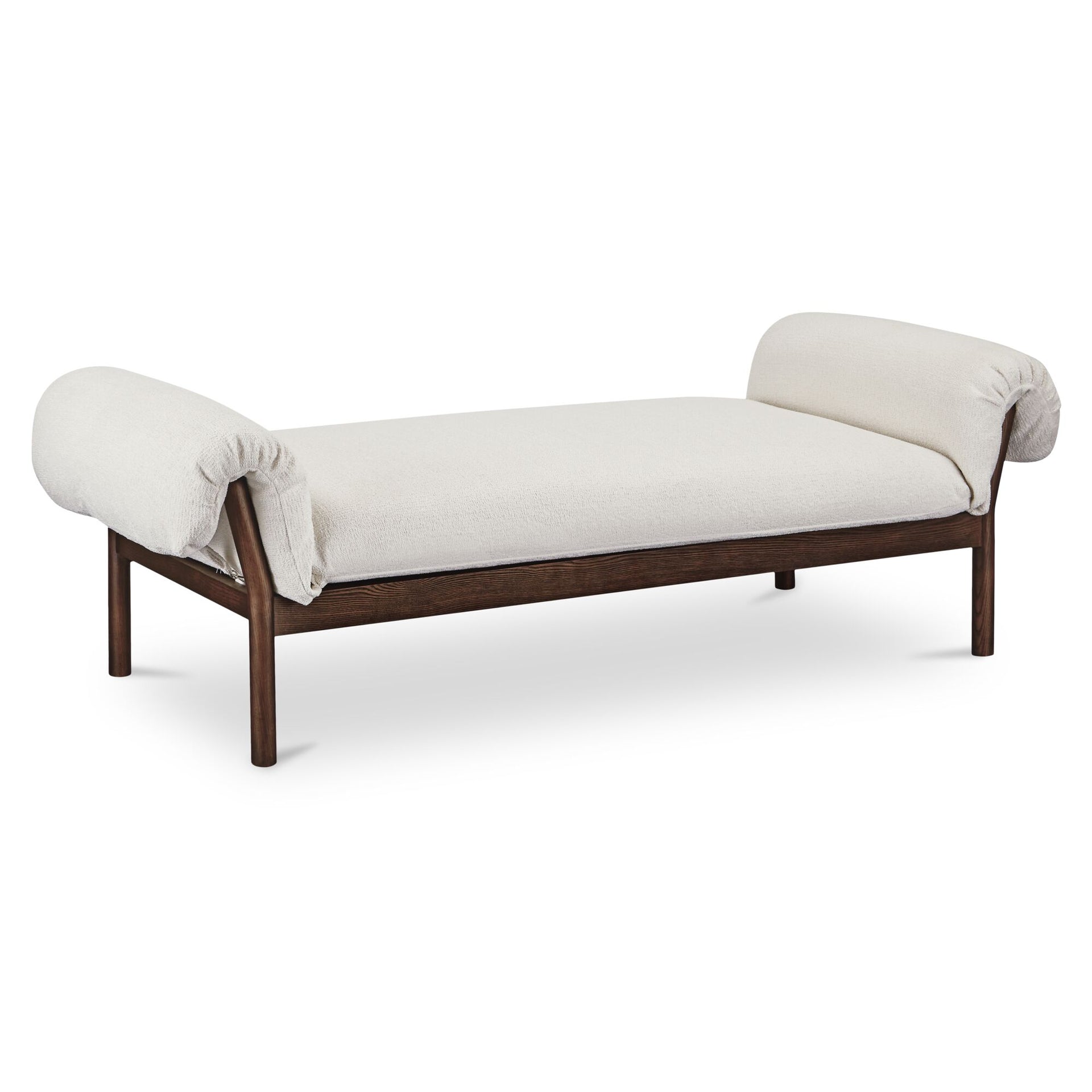 Halden Daybed, Spindle-Back Shape, Solid Ash Frame, Dark Stain, Ivory