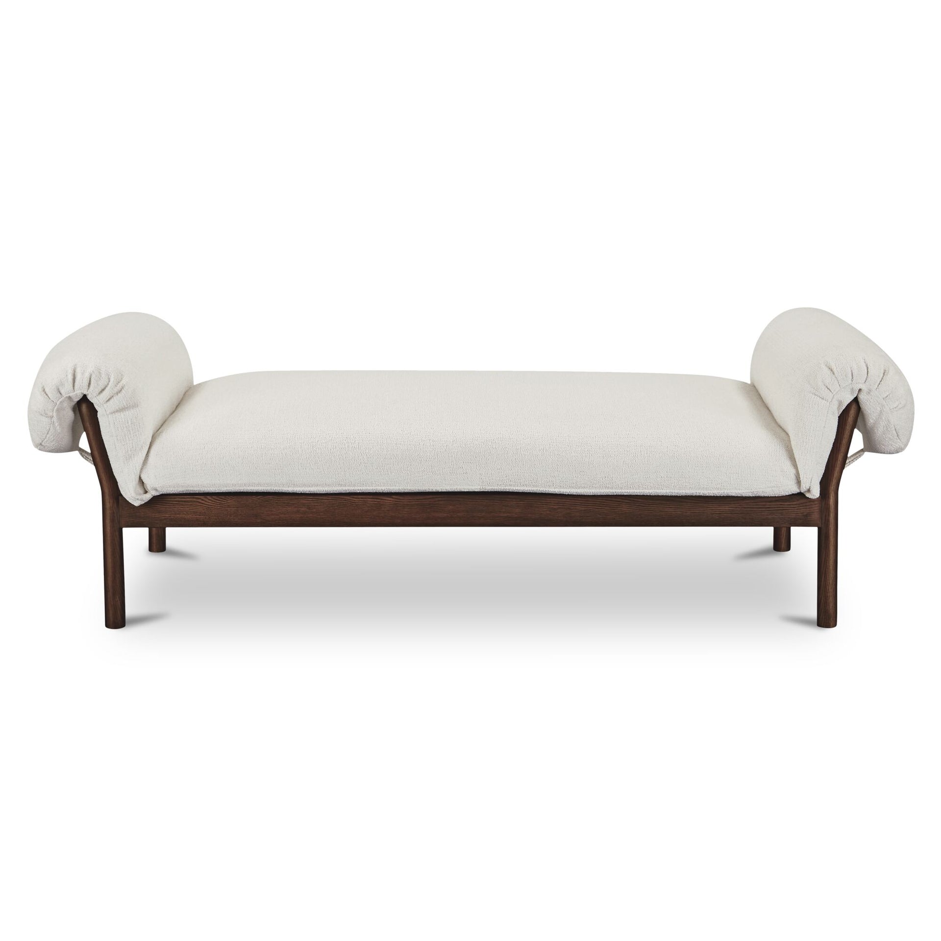 Halden Daybed, Spindle-Back Shape, Solid Ash Frame, Dark Stain, Ivory