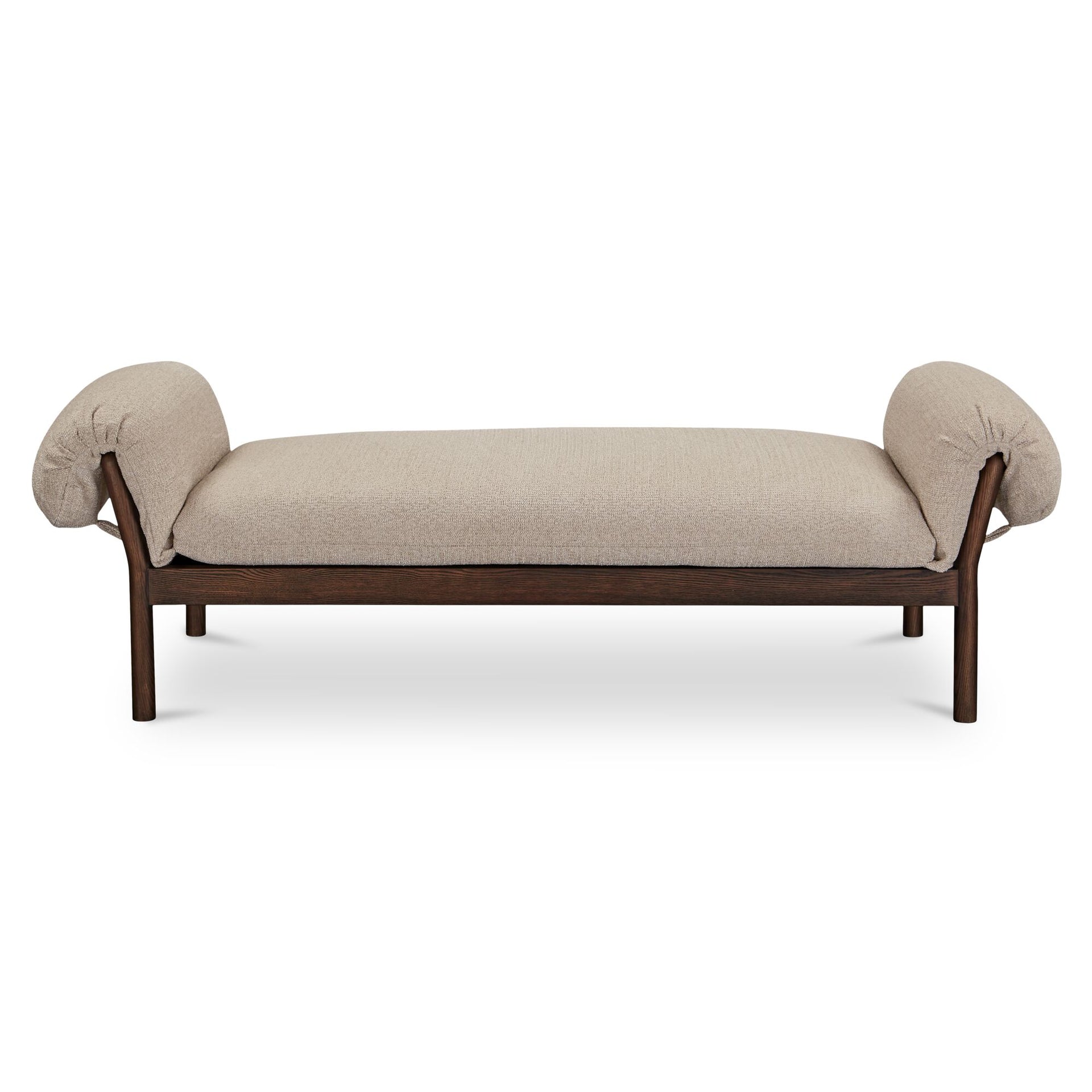 Halden Daybed, Spindle-Back Shape, Solid Ash Frame, Dark Stain, Beige