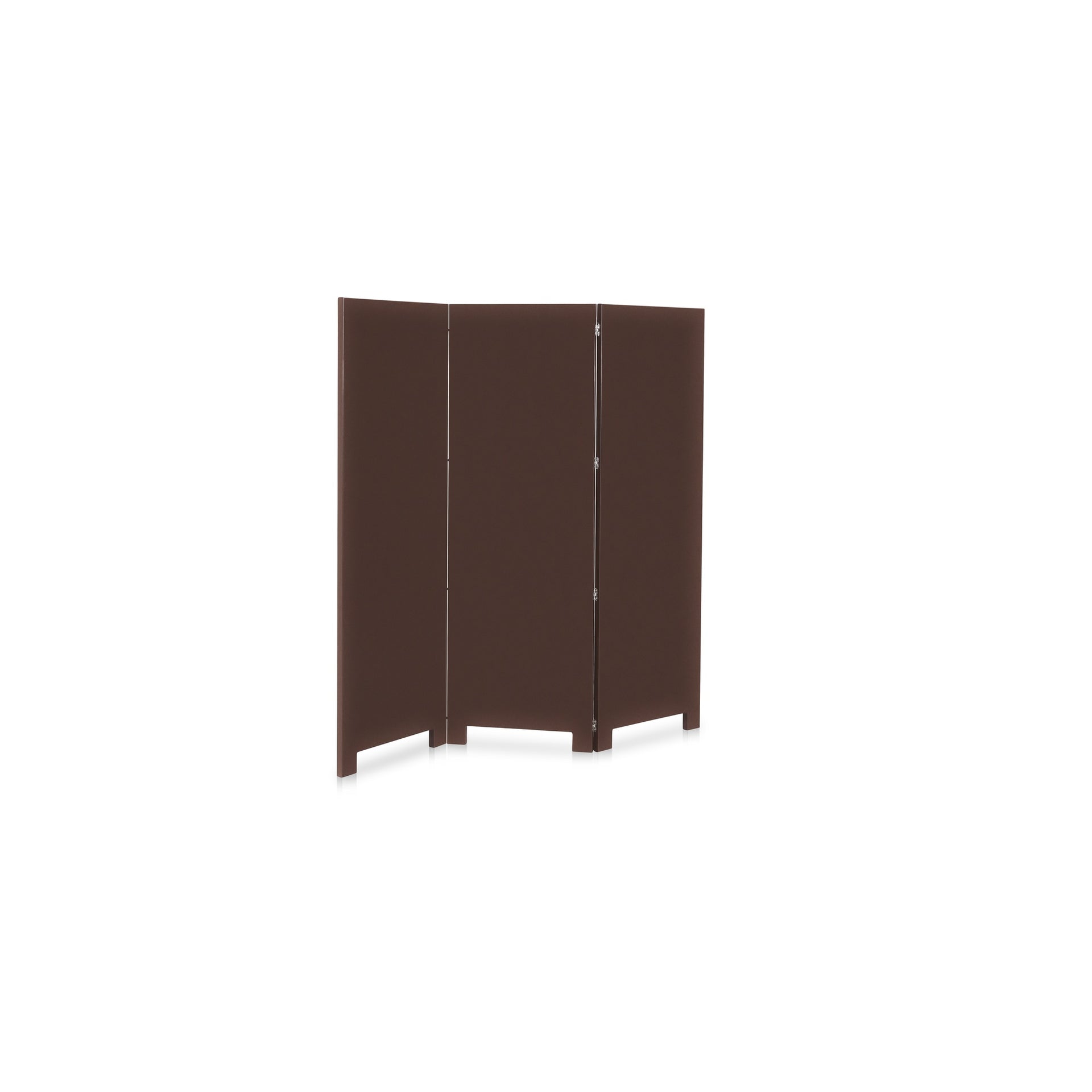 Ginevra Screen, High-Gloss Lacquer Over MDF, Solid Rubber Wood Frame, Three-Panel, Reinforced Hinges, Dark Brown