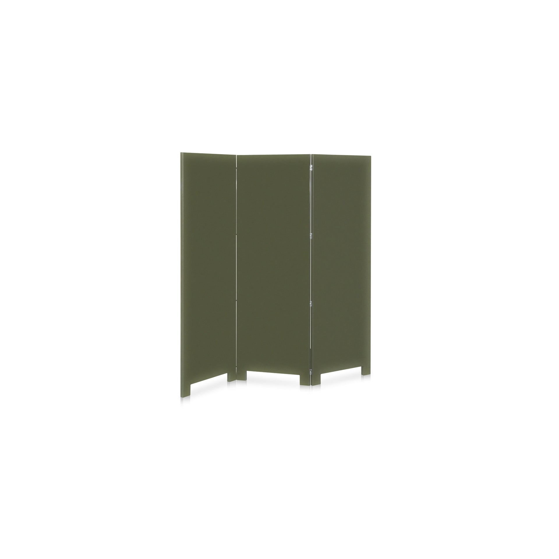 Ginevra Screen, High-Gloss Lacquer Over MDF, Solid Rubber Wood Frame, Three-Panel, Reinforced Hinges, Deep Olive