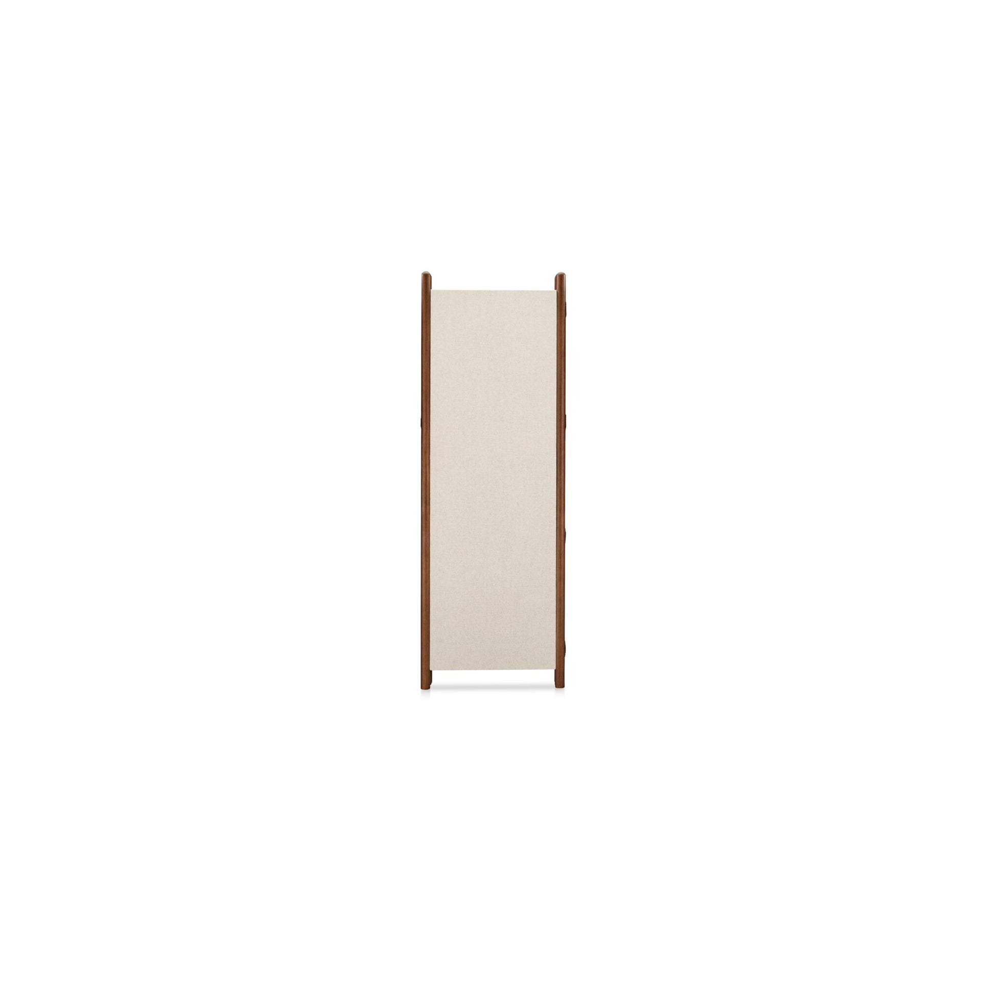Luca Screen, Linen-Blend Fabric Panels with Solid Rubberwood Frame, Walnut-Stained Posts, Off White