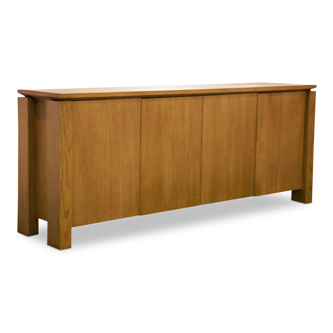 Emeric Sideboard, Solid Oak Wood Legs, Oak Veneer Doors, Floating Undercut Top, Country Oak