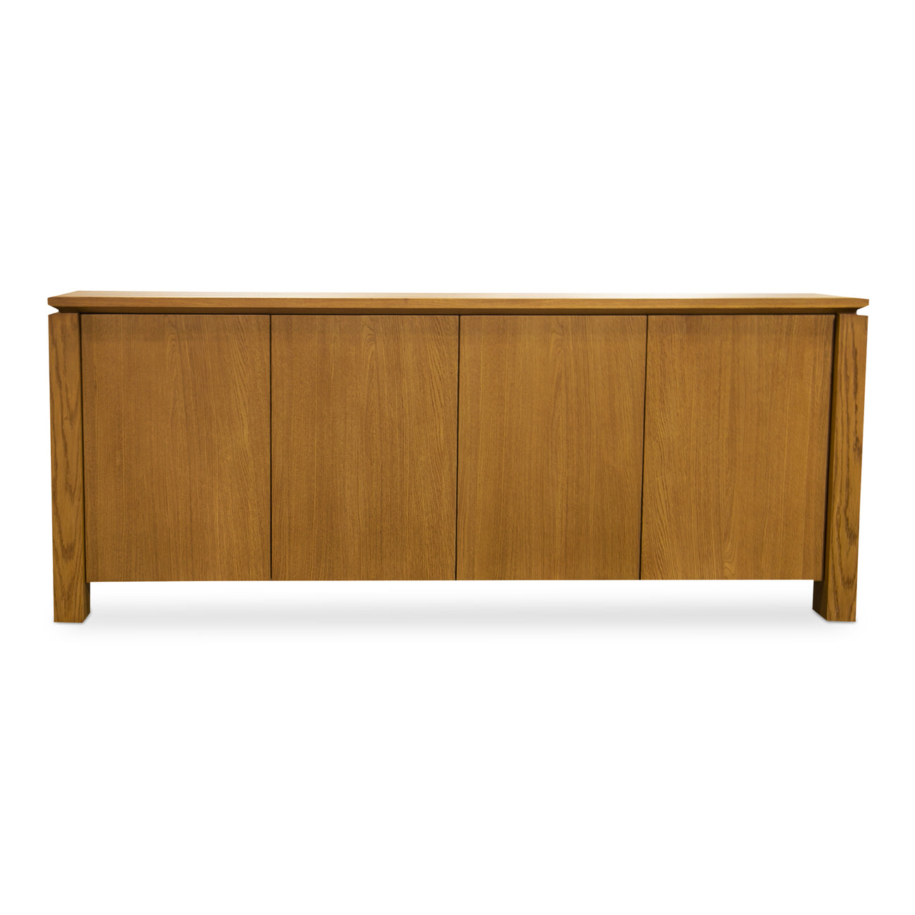 Emeric Sideboard, Solid Oak Wood Legs, Oak Veneer Doors, Floating Undercut Top, Country Oak