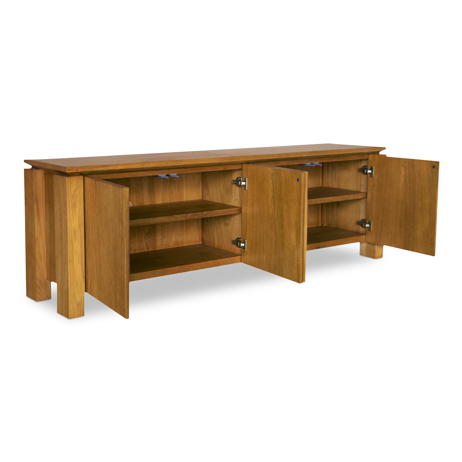 Emeric Media Cabinet, FSC Solid Oak Legs, Oak Veneer Doors, Floating Undercut Top, Country Oak