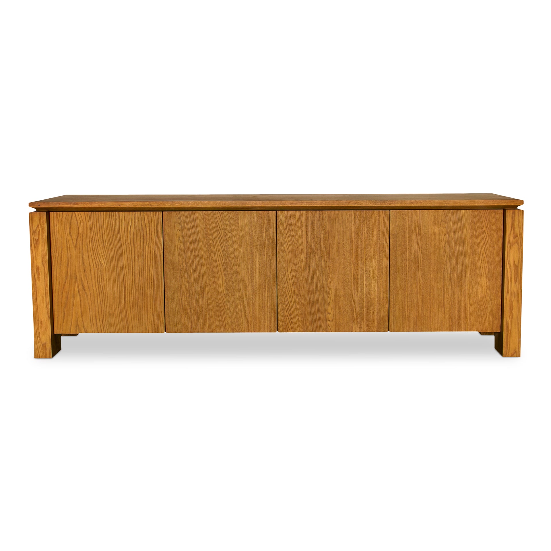 Emeric Media Cabinet, FSC Solid Oak Legs, Oak Veneer Doors, Floating Undercut Top, Country Oak