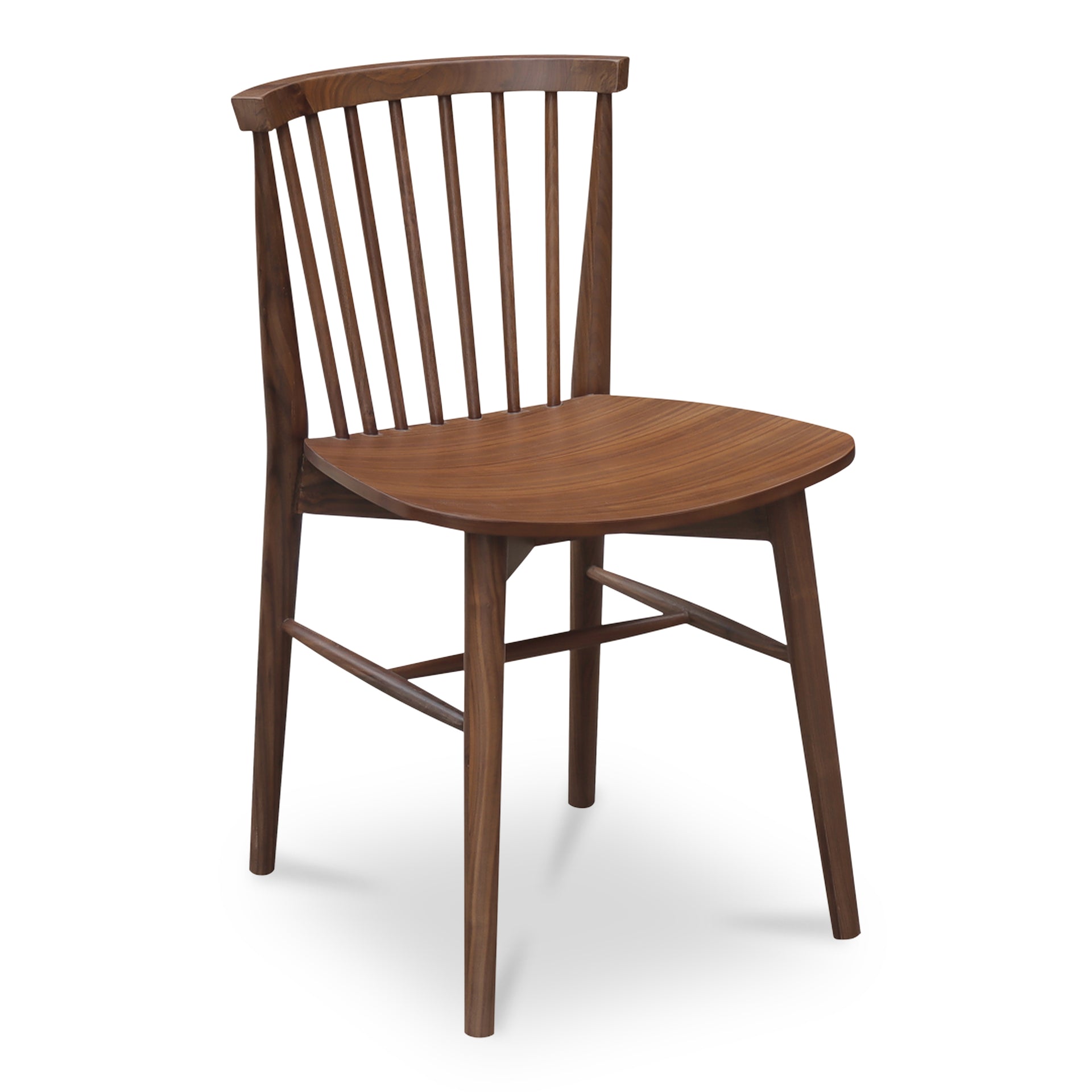 Briar Dining Chair, Spindle Back, Solid Walnut Frame, Walnut Finish - Set of 2