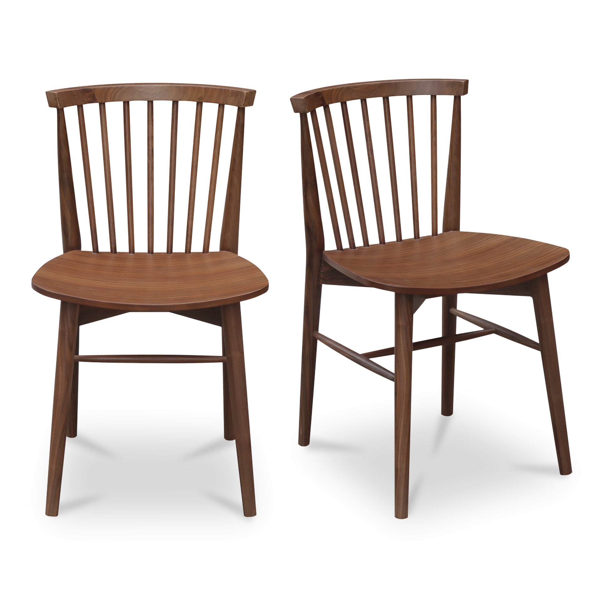 Briar Dining Chair, Spindle Back, Solid Walnut Frame, Walnut Finish - Set of 2