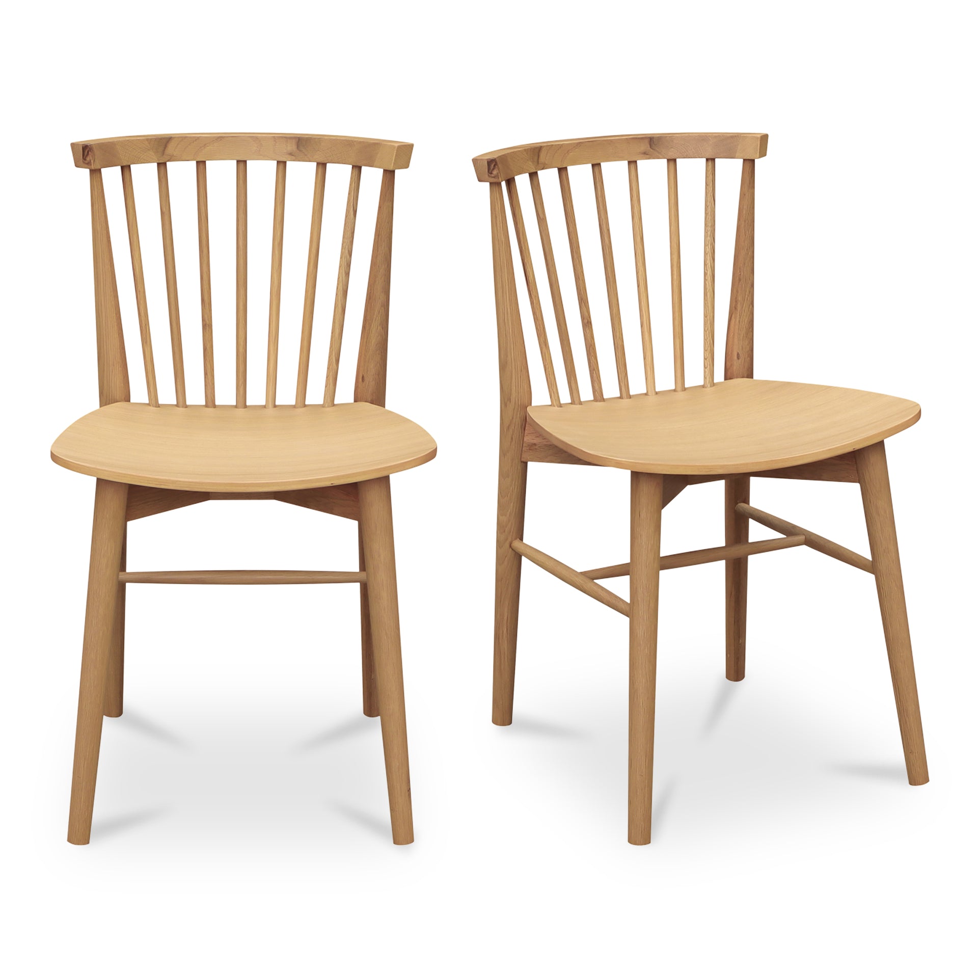 Briar Dining Chair, Spindle Back, Solid Oak Frame, Natural Oak – Set of 2
