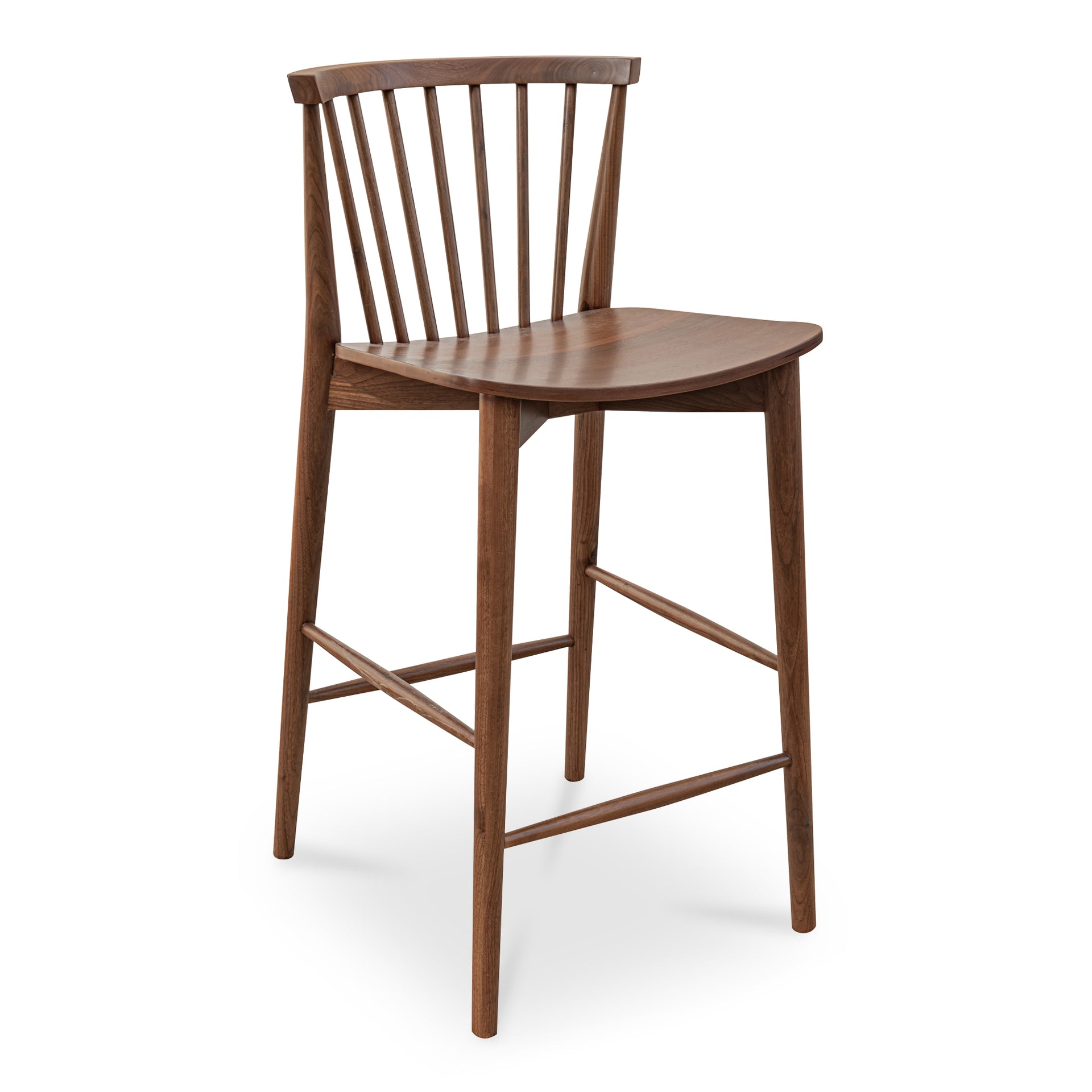 Briar Counter Stool, Solid Walnut Frame, Natural Walnut