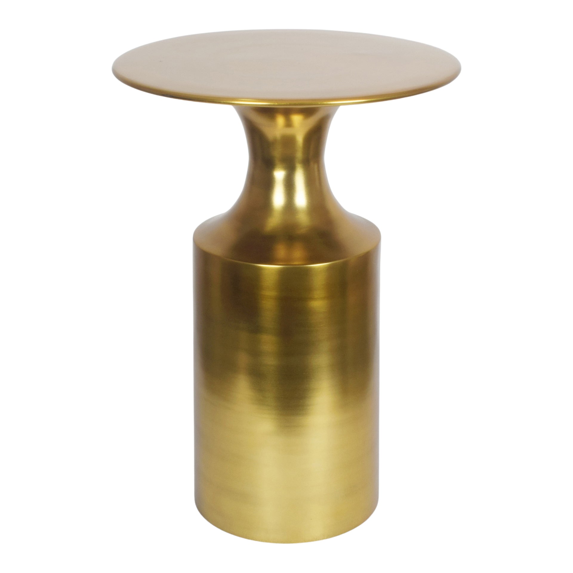 Dorian Accent Table, Round Aluminum with Polished Semi-Gloss Finish, Gold