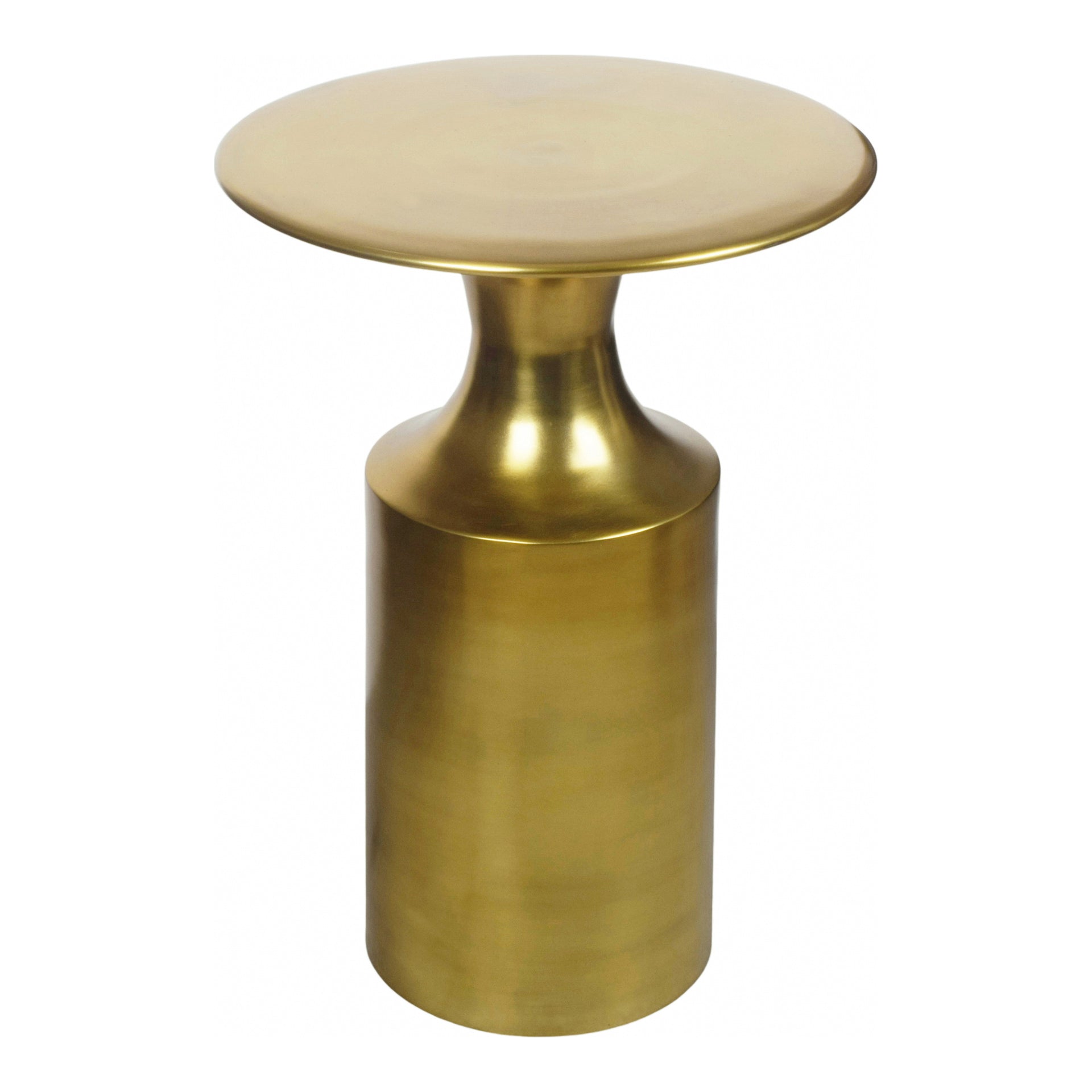 Dorian Accent Table, Round Aluminum with Polished Semi-Gloss Finish, Gold