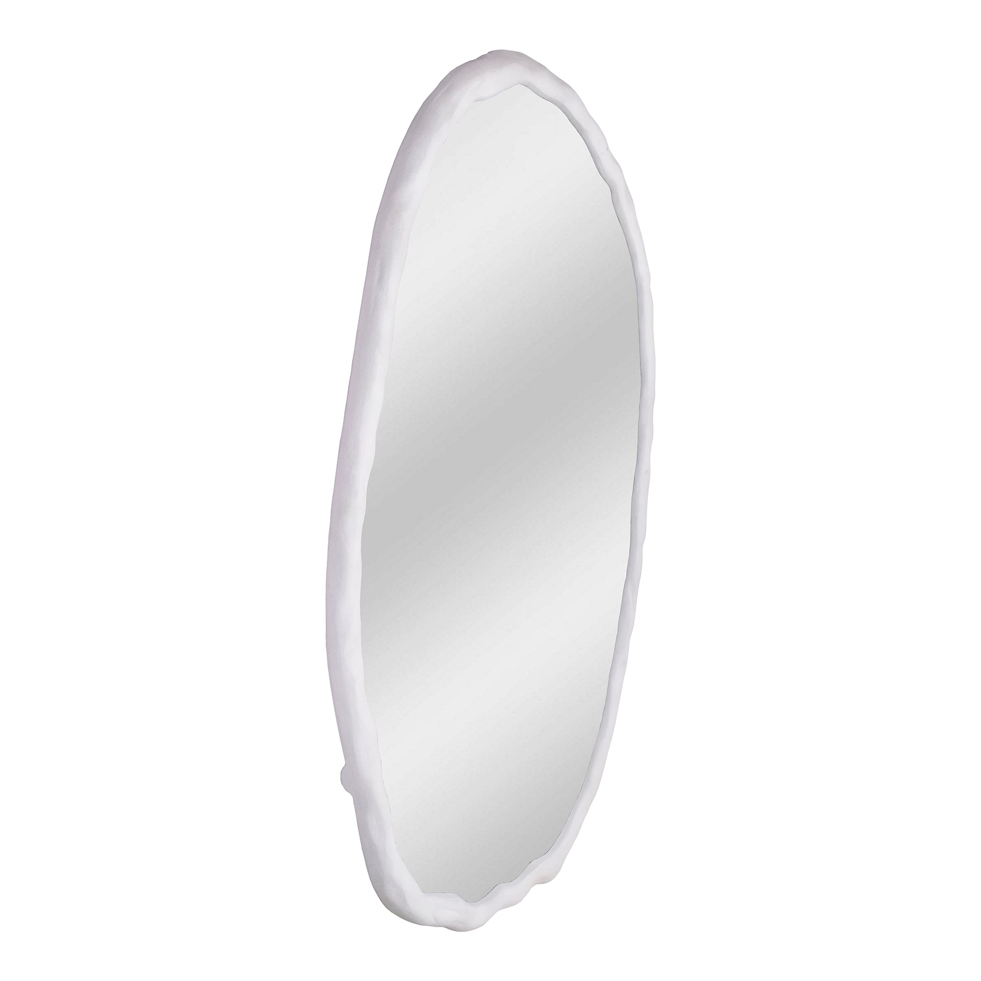 Calantha Elegant White Oval Wall Mirror
