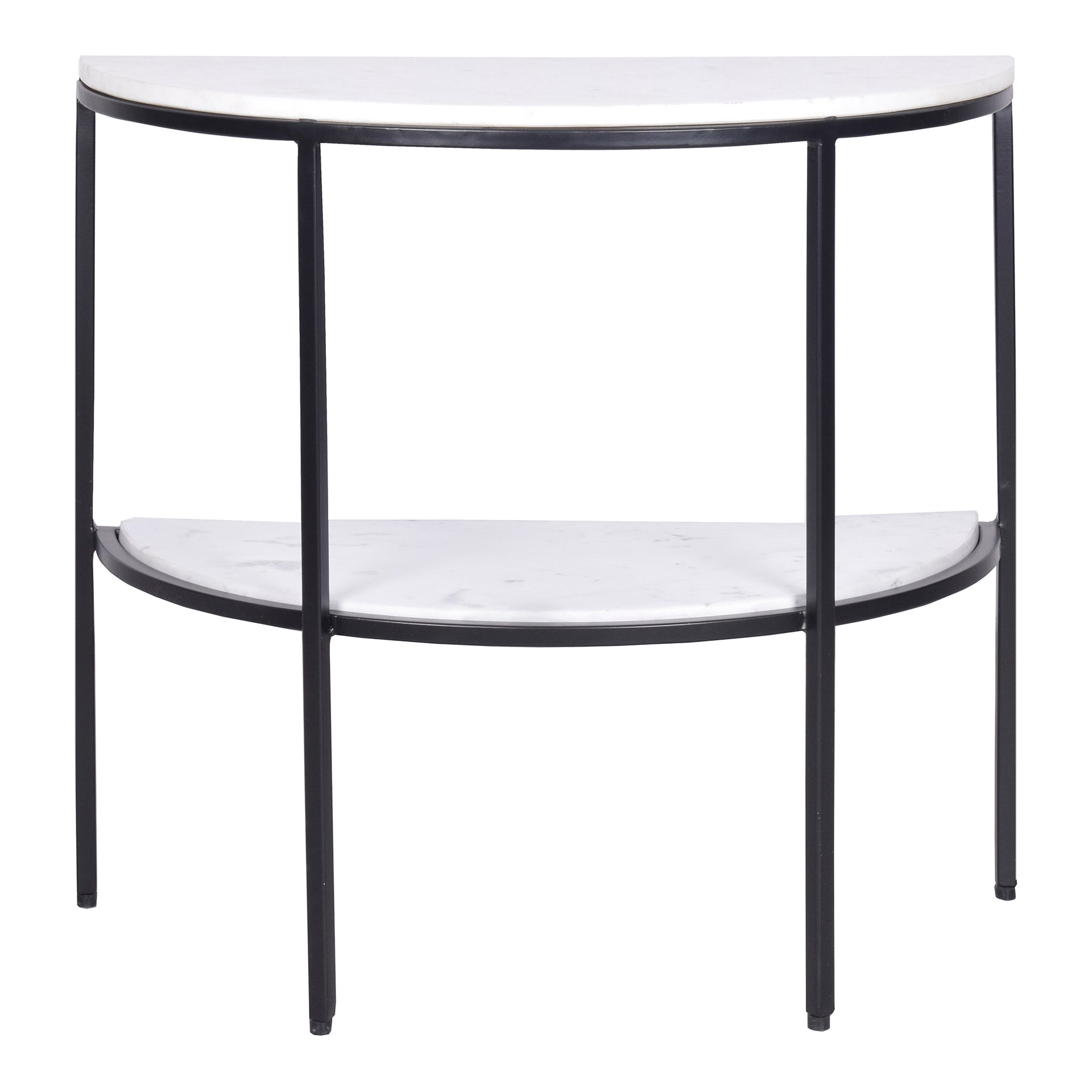 Kestrel, Accent Table White Marble Top and Shelf, Iron Frame, White