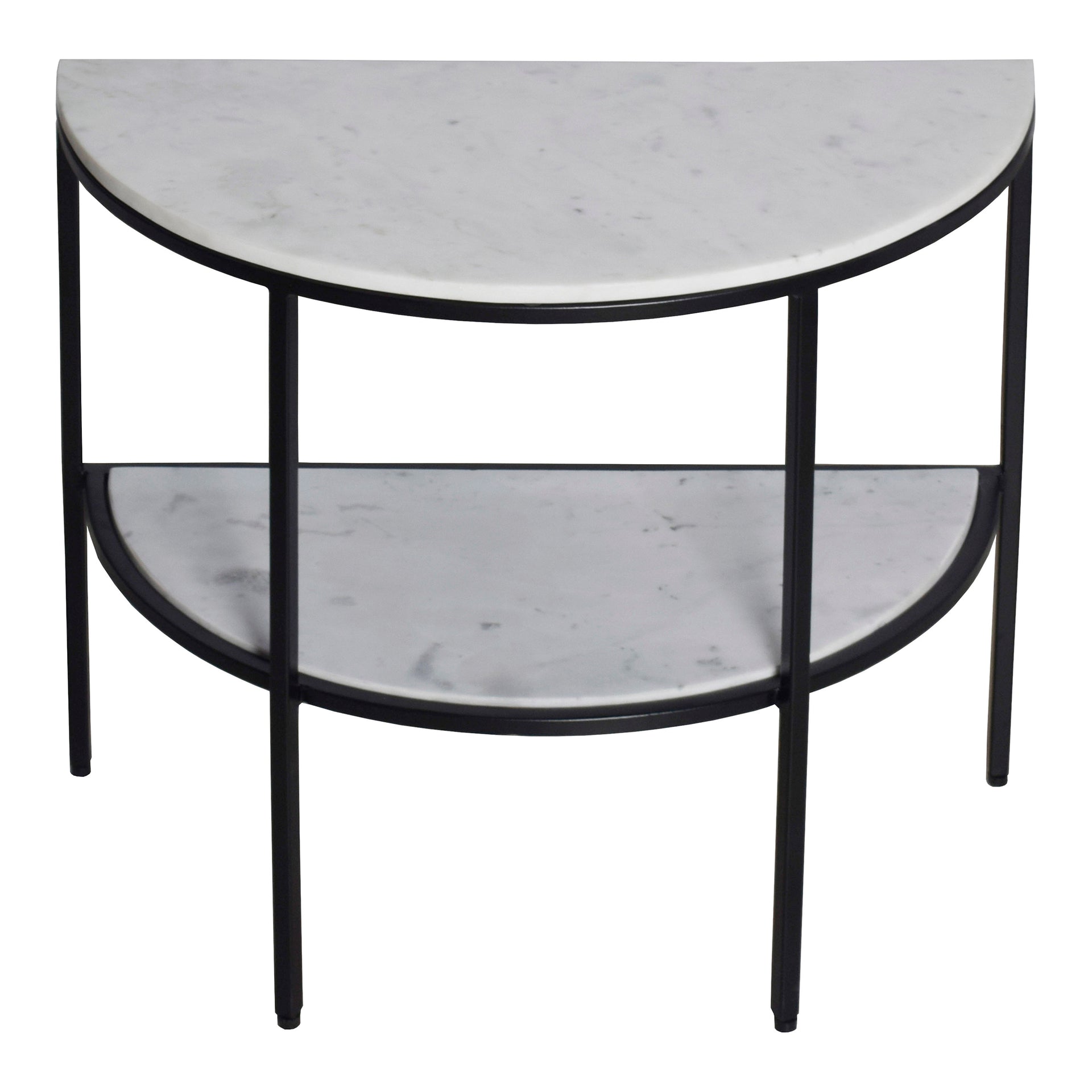 Kestrel, Accent Table White Marble Top and Shelf, Iron Frame, White