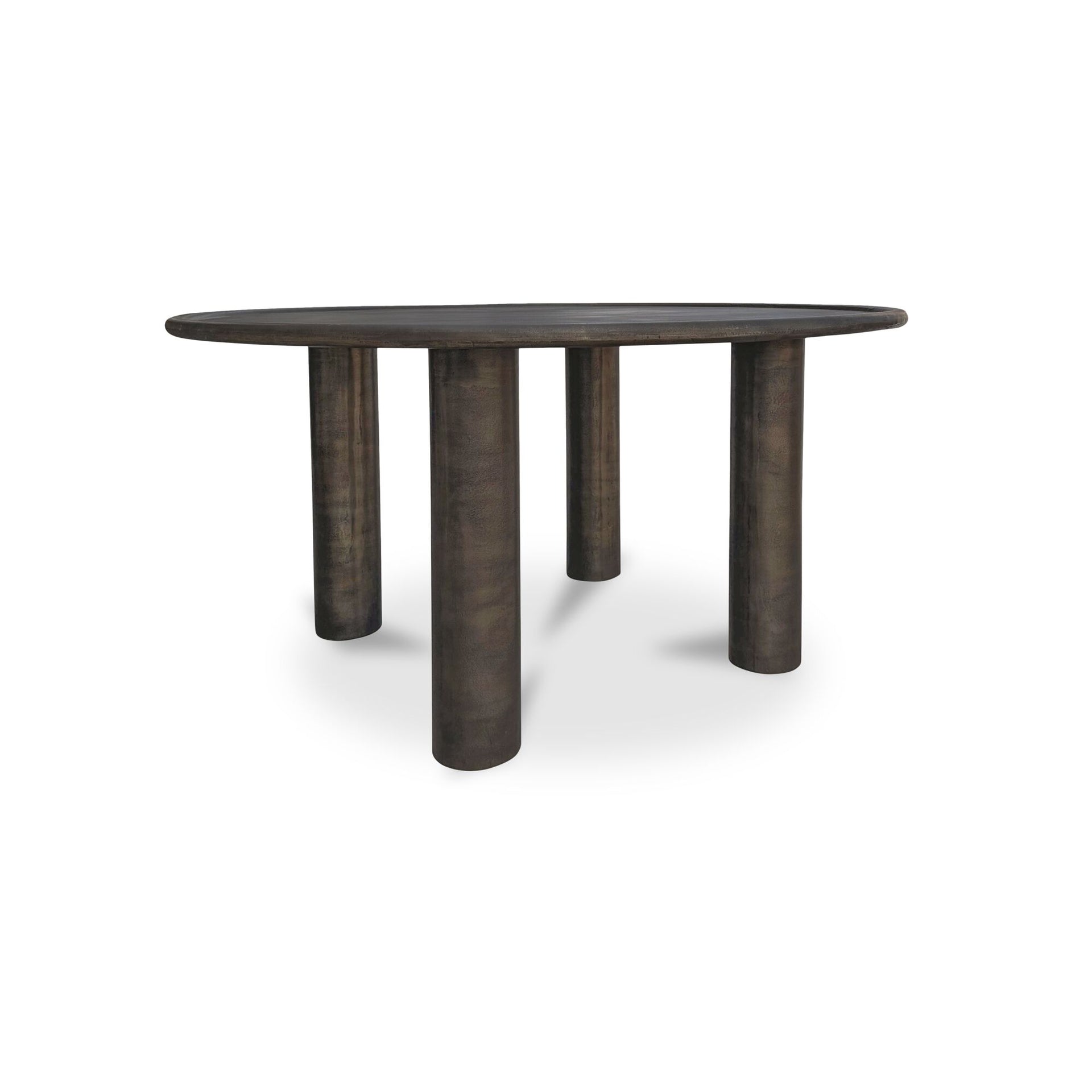 Jossan Outdoor Dining Table, Round Top, Cast Aluminum with Blackened Bronze Finish, Seats 6, Deep Bronze