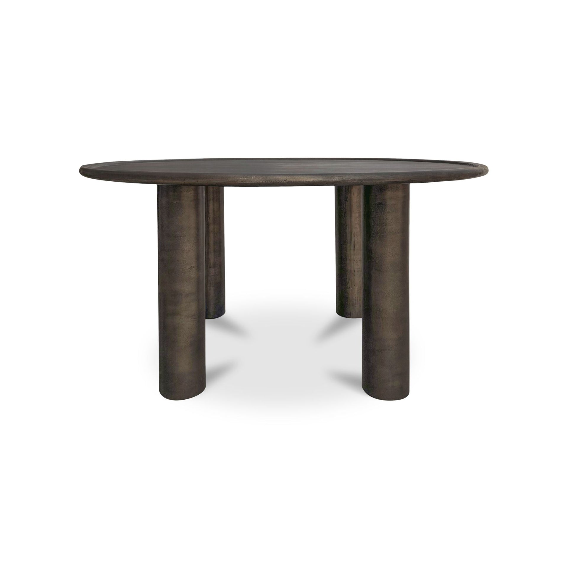 Jossan Outdoor Dining Table, Round Top, Cast Aluminum with Blackened Bronze Finish, Seats 6, Deep Bronze