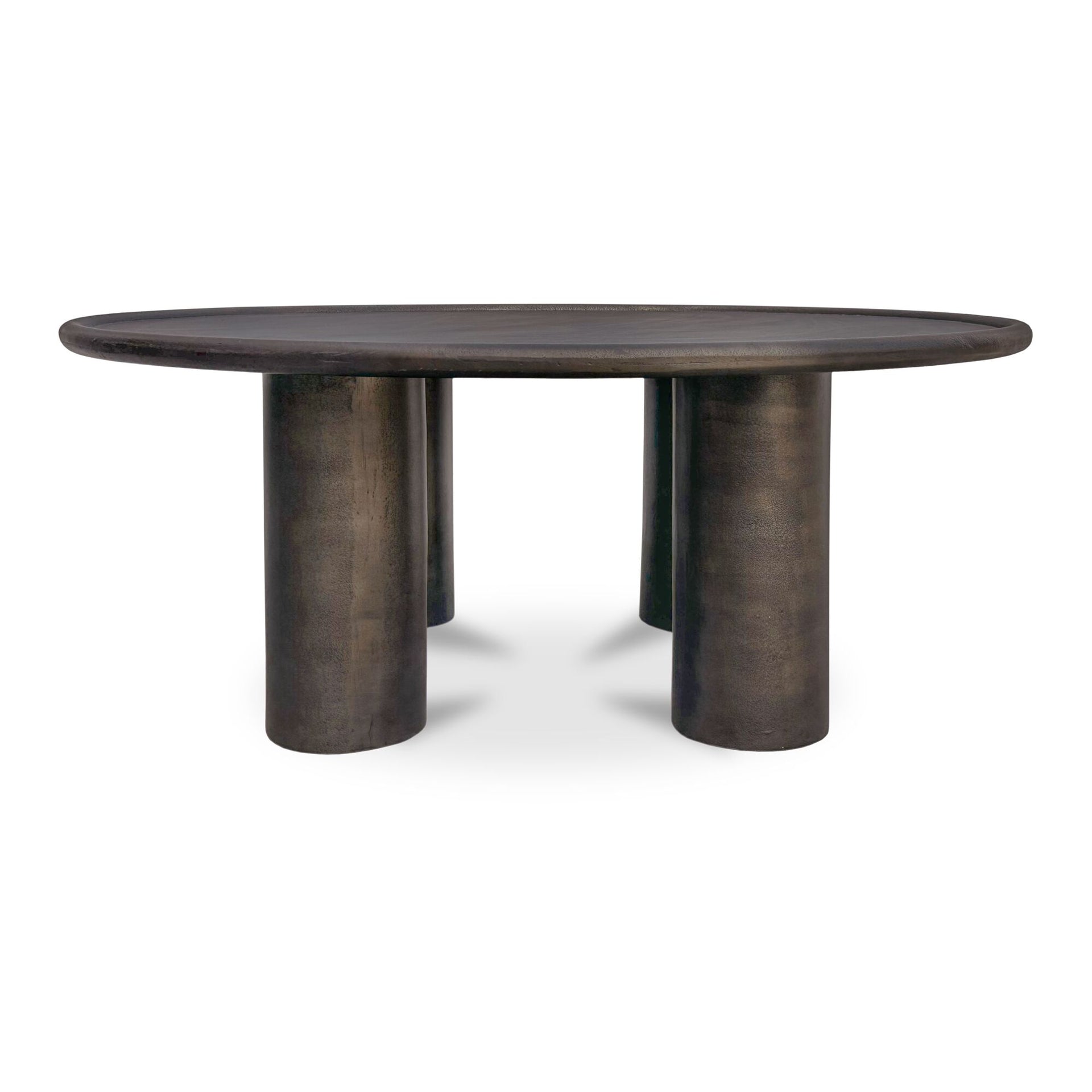 Jossan Coffee Table, Round Top, Cast Aluminum with Blackened Bronze Finish, Deep Bronze