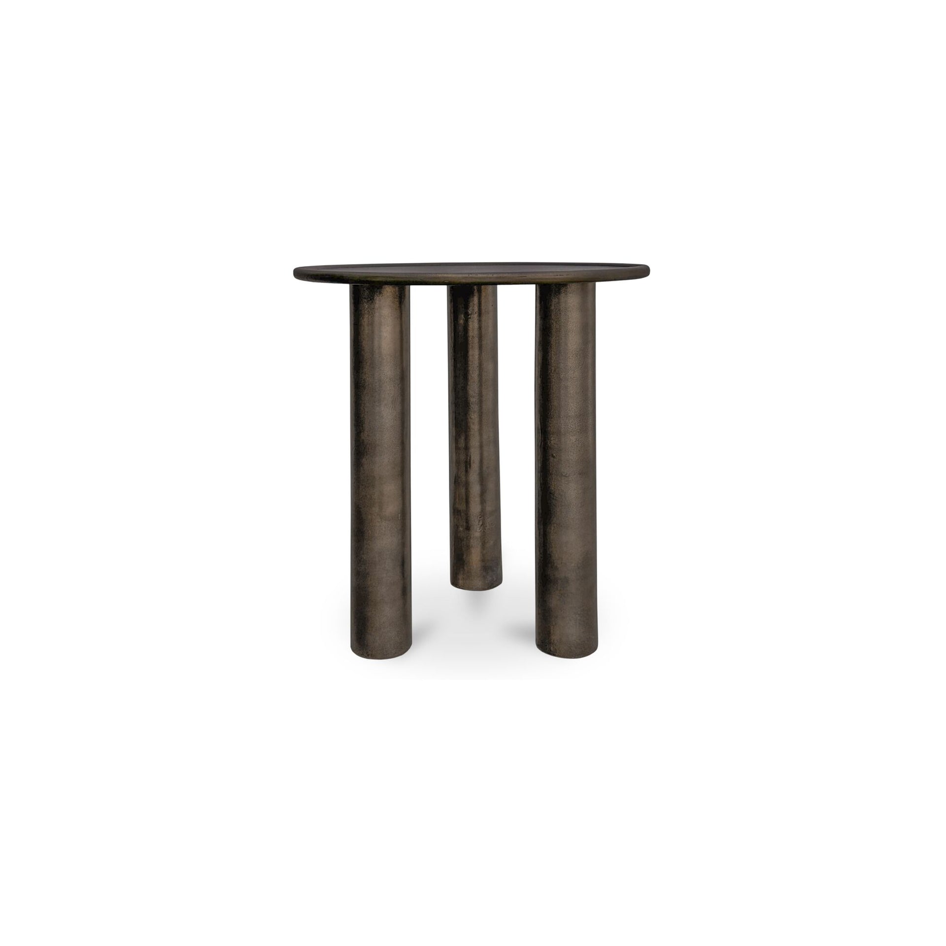 Jossan Outdoor Side Table, Round Top, Cast Aluminum with Blackened Bronze Finish, Deep Bronze