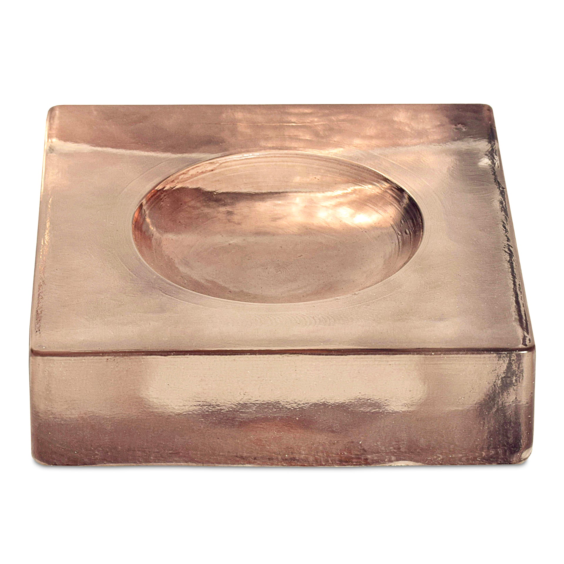 Caerys Catchall, Square Textured Cast Glass, Soft Amber