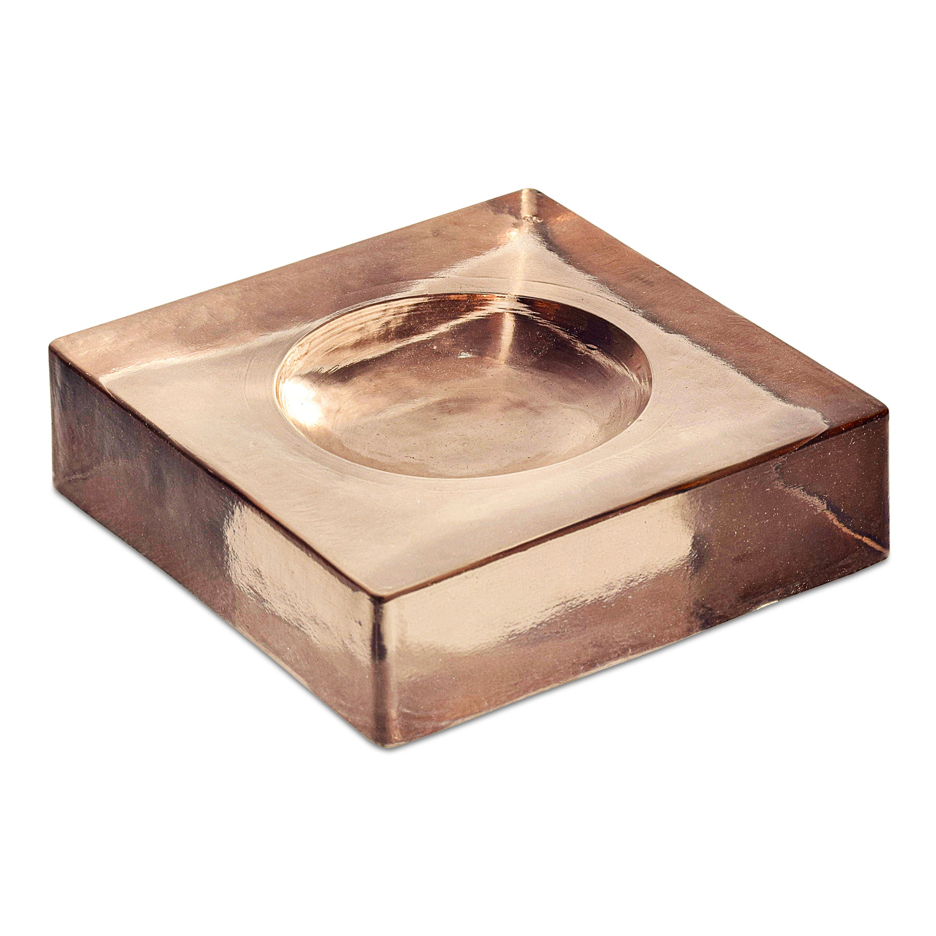 Caerys Catchall, Square Textured Cast Glass, Soft Amber