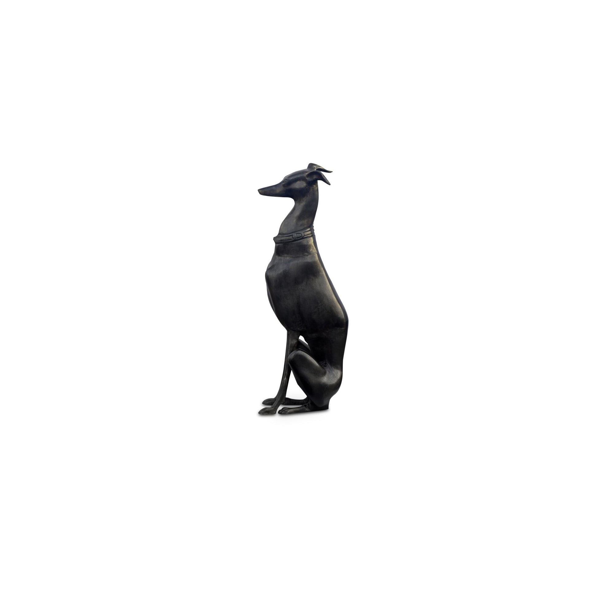 Kendall Sculpture, Freeform Cast Aluminum Greyhound Figure, Art Deco-Inspired Maximalist Design, Black