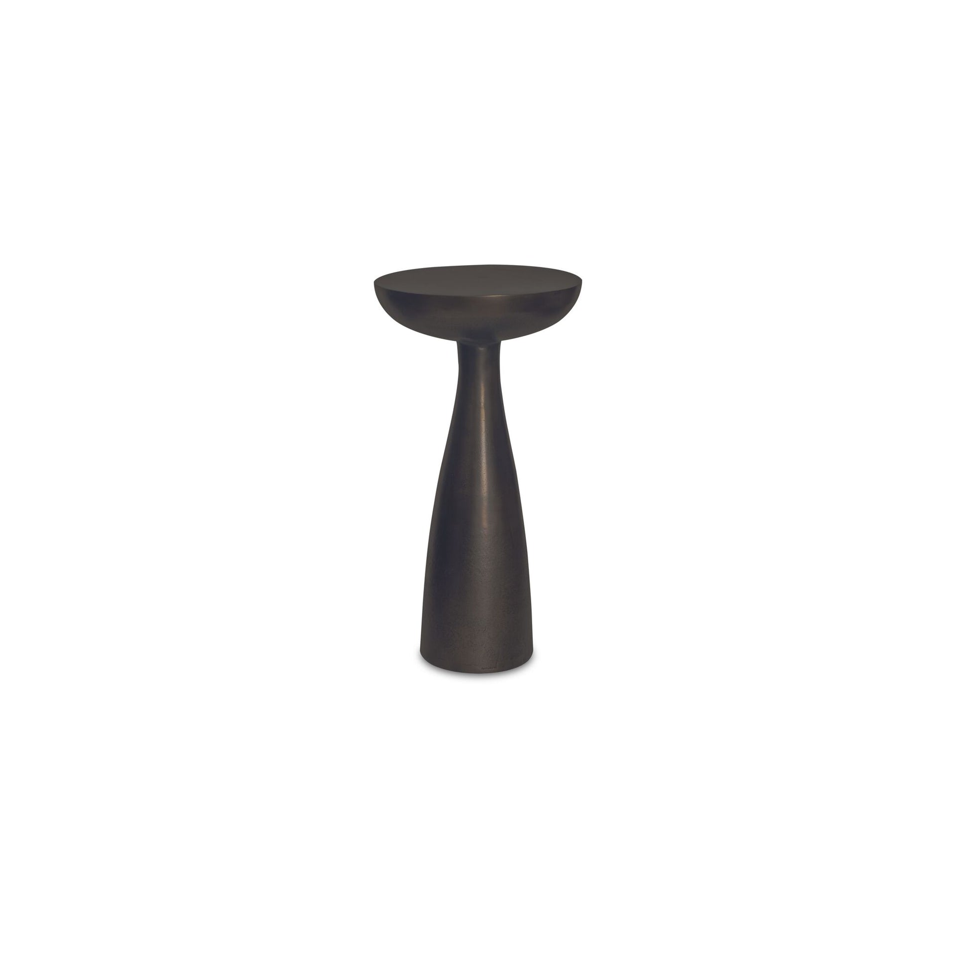 Annelise Side Table, Round Cast Aluminum, Flared Base, Deep Bronze