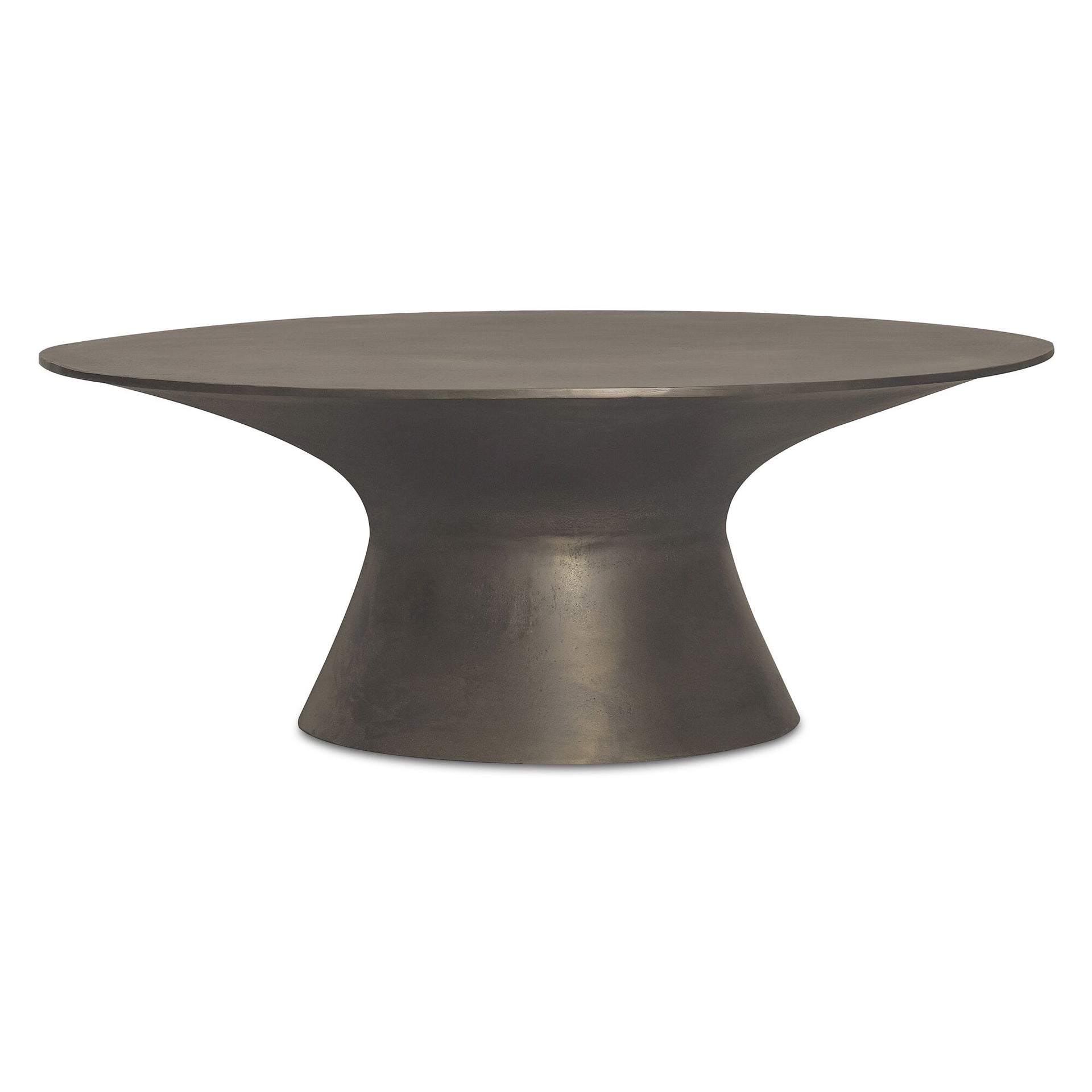 Cecilia Outdoor Coffee Table, Round Cast Aluminum, Blackened Bronze