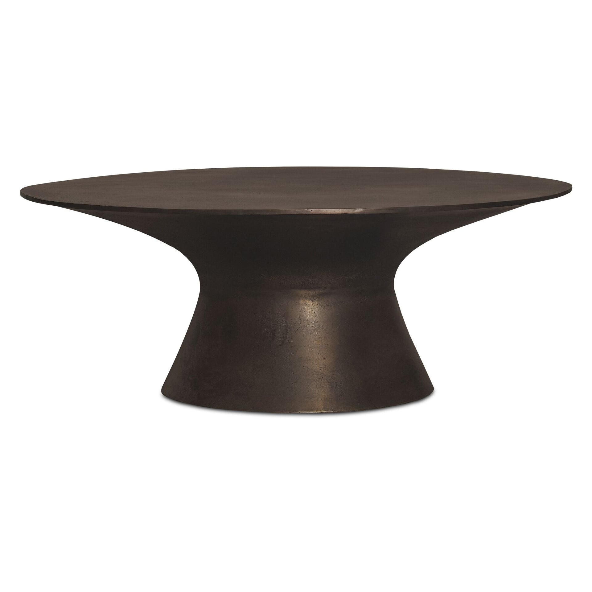 Cecilia Outdoor Coffee Table, Round Cast Aluminum, Blackened Bronze
