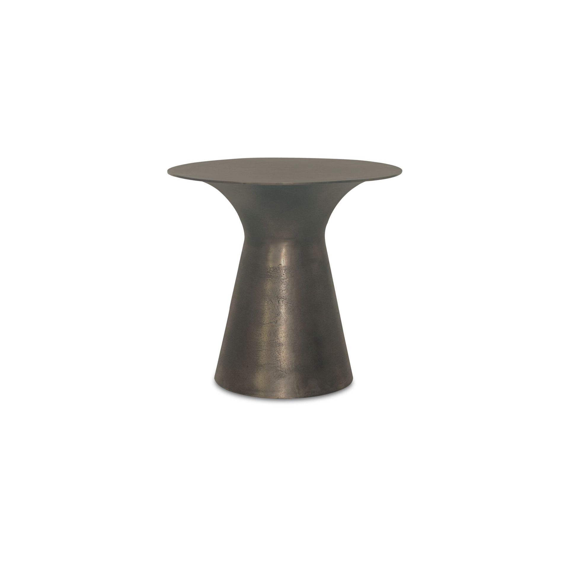 Cecilia Accent Table, Round, Cast Aluminum, Blackened Bronze, Sculptural Curved Form, Deep Bronze