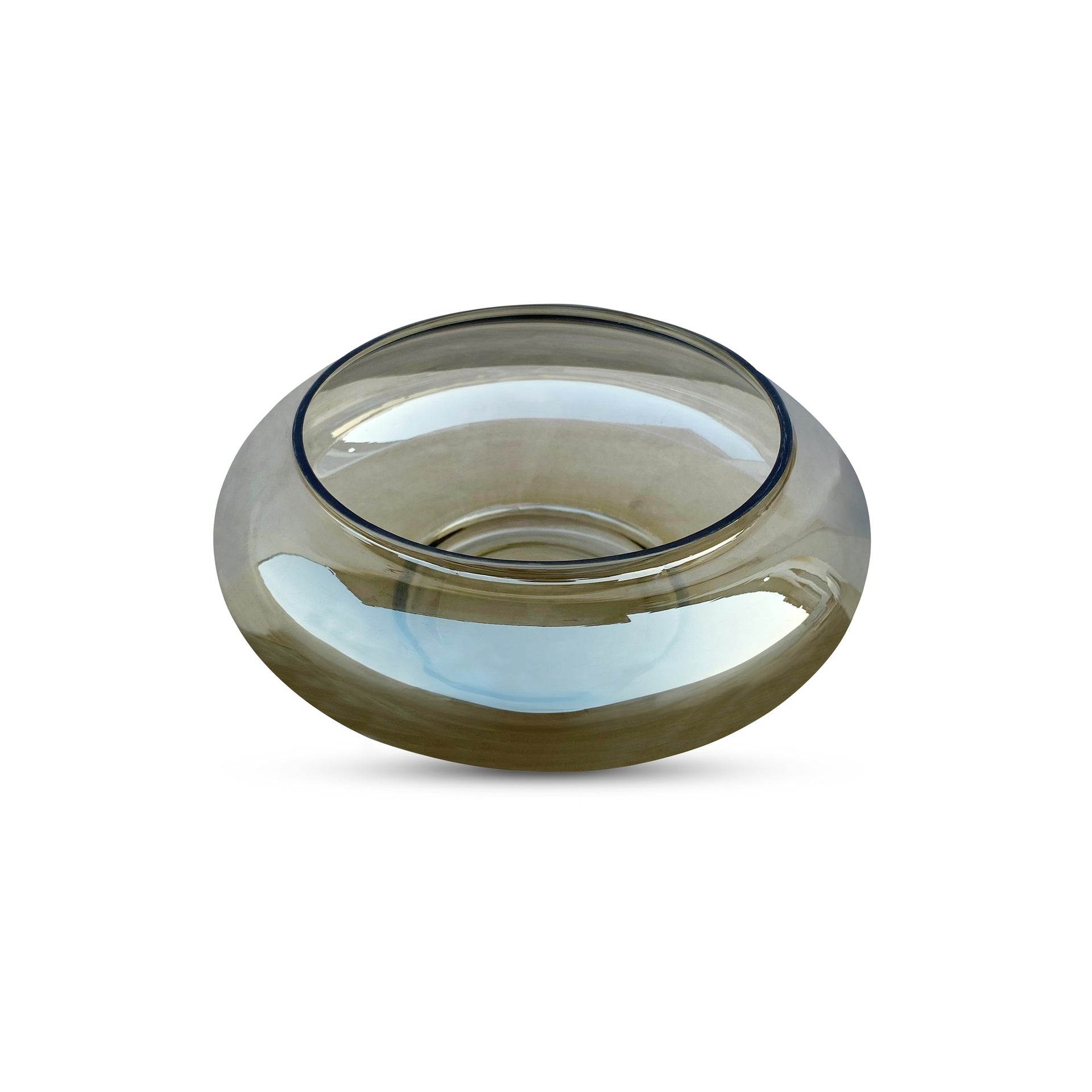 Sam Bowl, Round Shallow Glass with Topaz-Toned Sheen, Vintage-Inspired, Smoky Brown