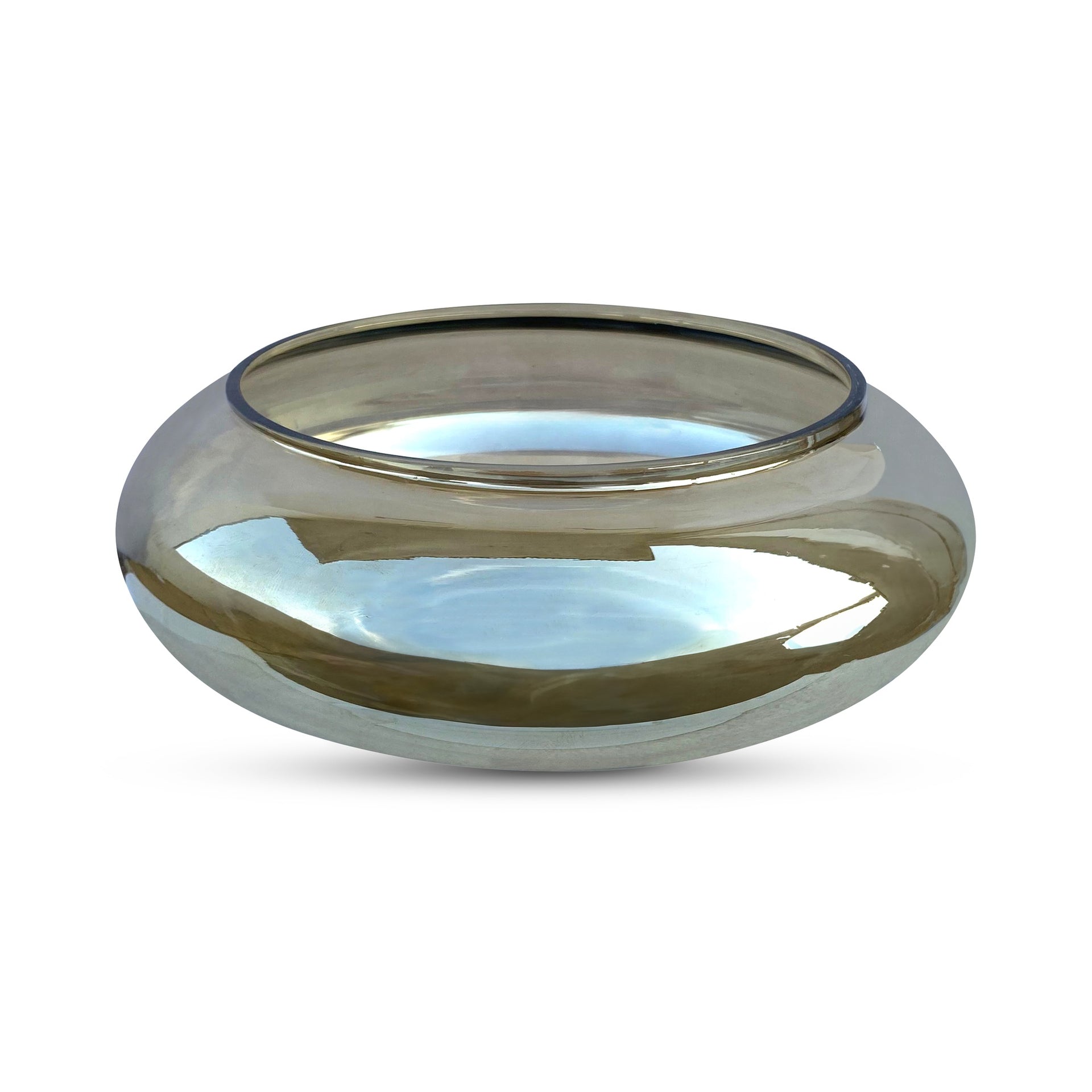 Sam Bowl, Round Shallow Glass with Topaz-Toned Sheen, Vintage-Inspired, Smoky Brown
