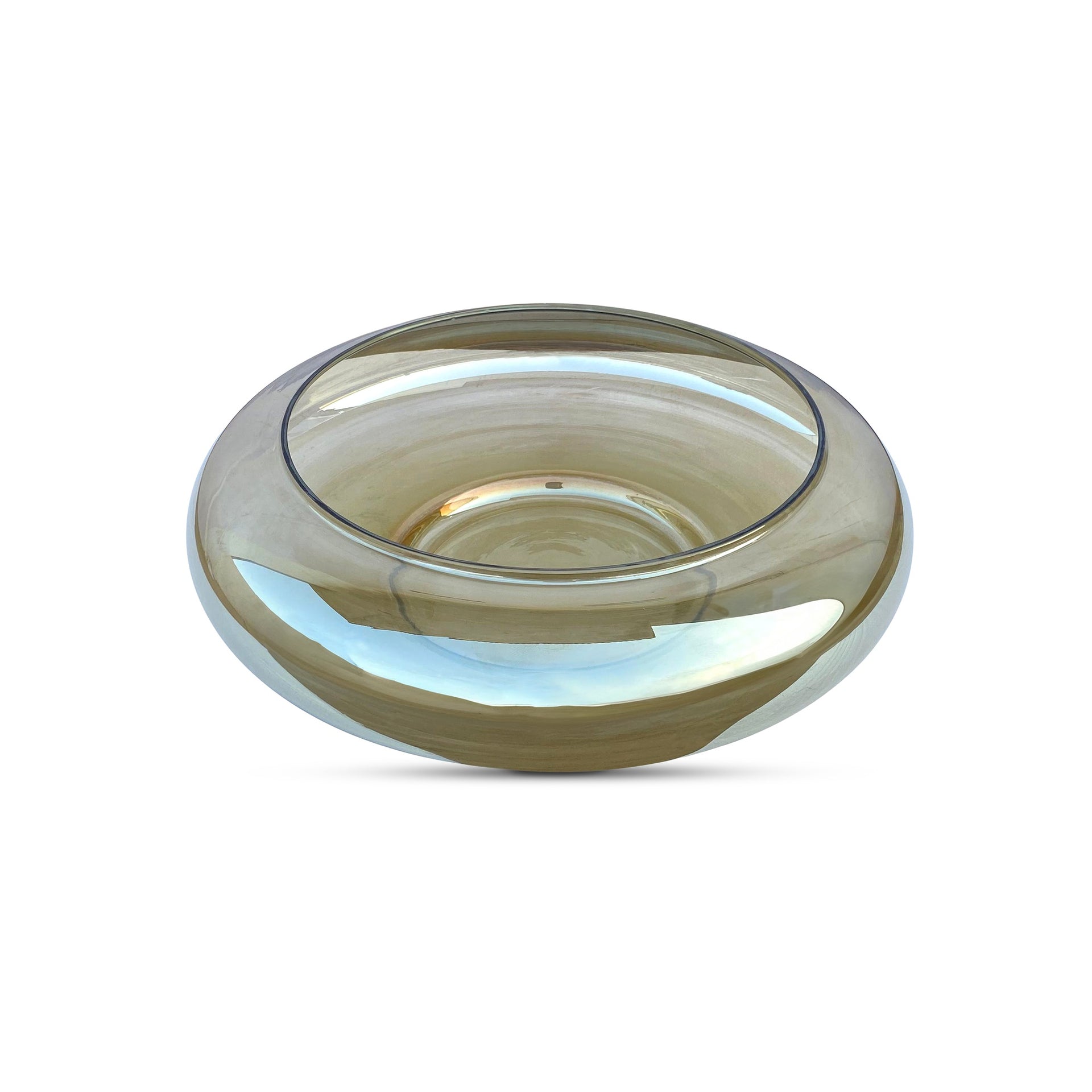 Sam Bowl, Round Glass with Topaz-Toned Sheen, Vintage-Inspired, Smoky Brown