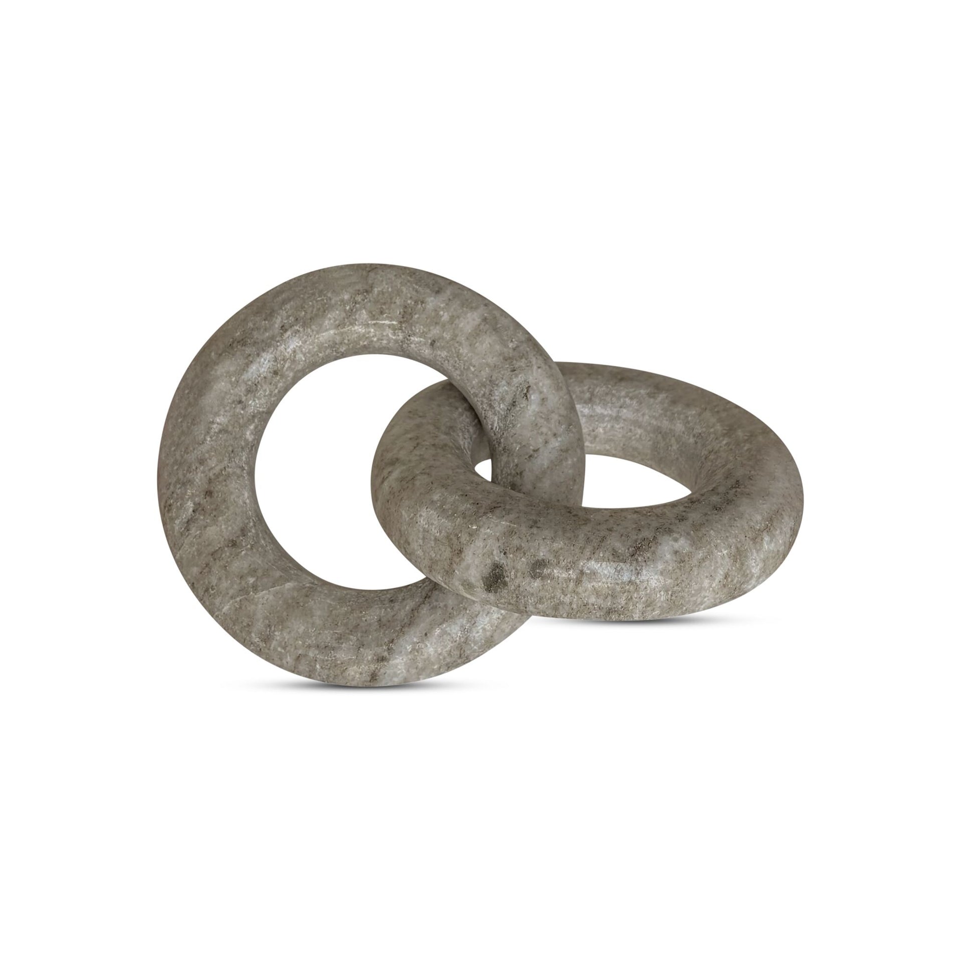 Tindall Tabletop Accent, Morchana Brown Marble, Interlocking Ring Sculpture, Polished Finish, Beige Marble