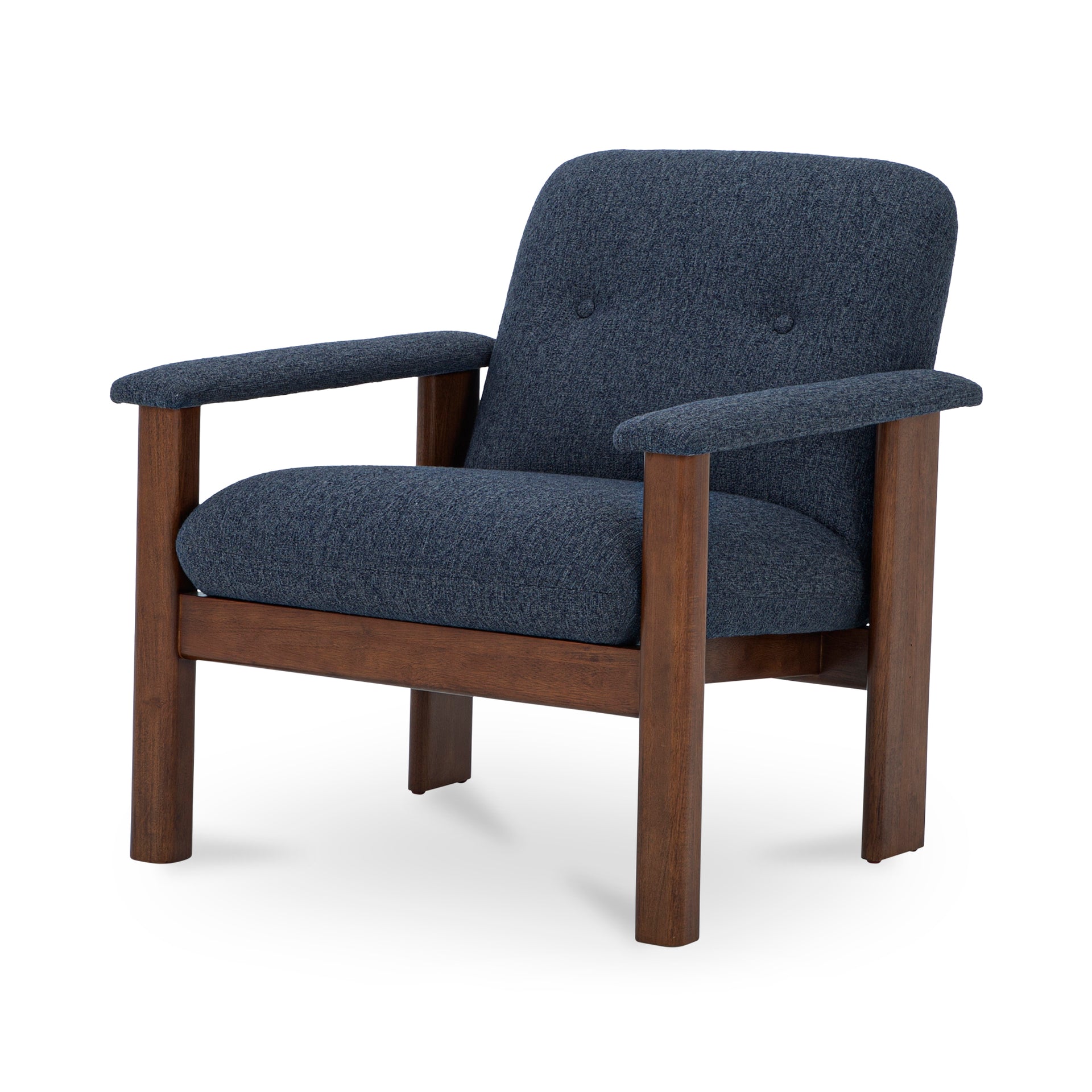 Sawyer Lounge Chair, Contemporary Recycled Polyester Upholstery, Foam & Fiber Seat, Dark Blue