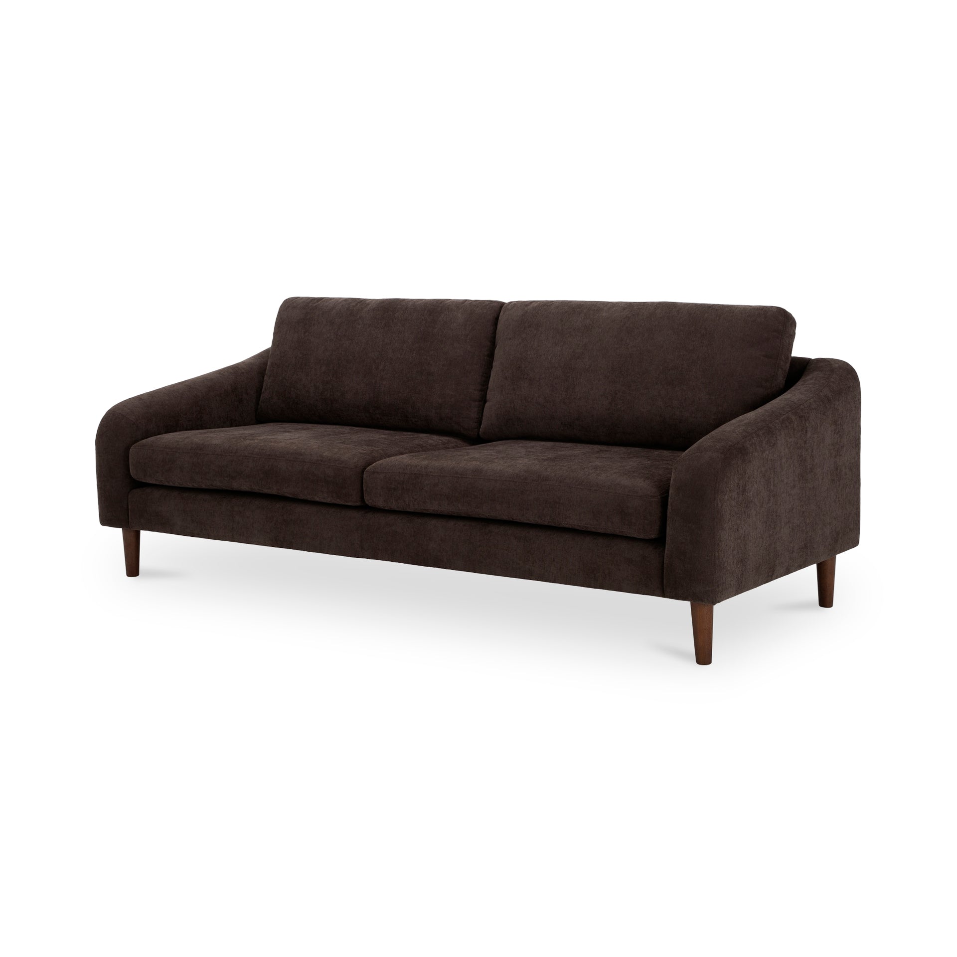 Drew, Sofa, Recycled Polyester Upholstery, Rubberwood Legs, Dark Brown, 3 Seater