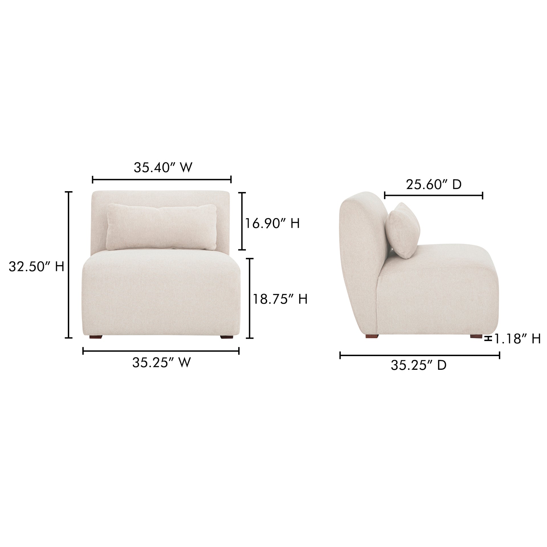 Emery Slipper Chair, Contemporary Design, Warm White Upholstery