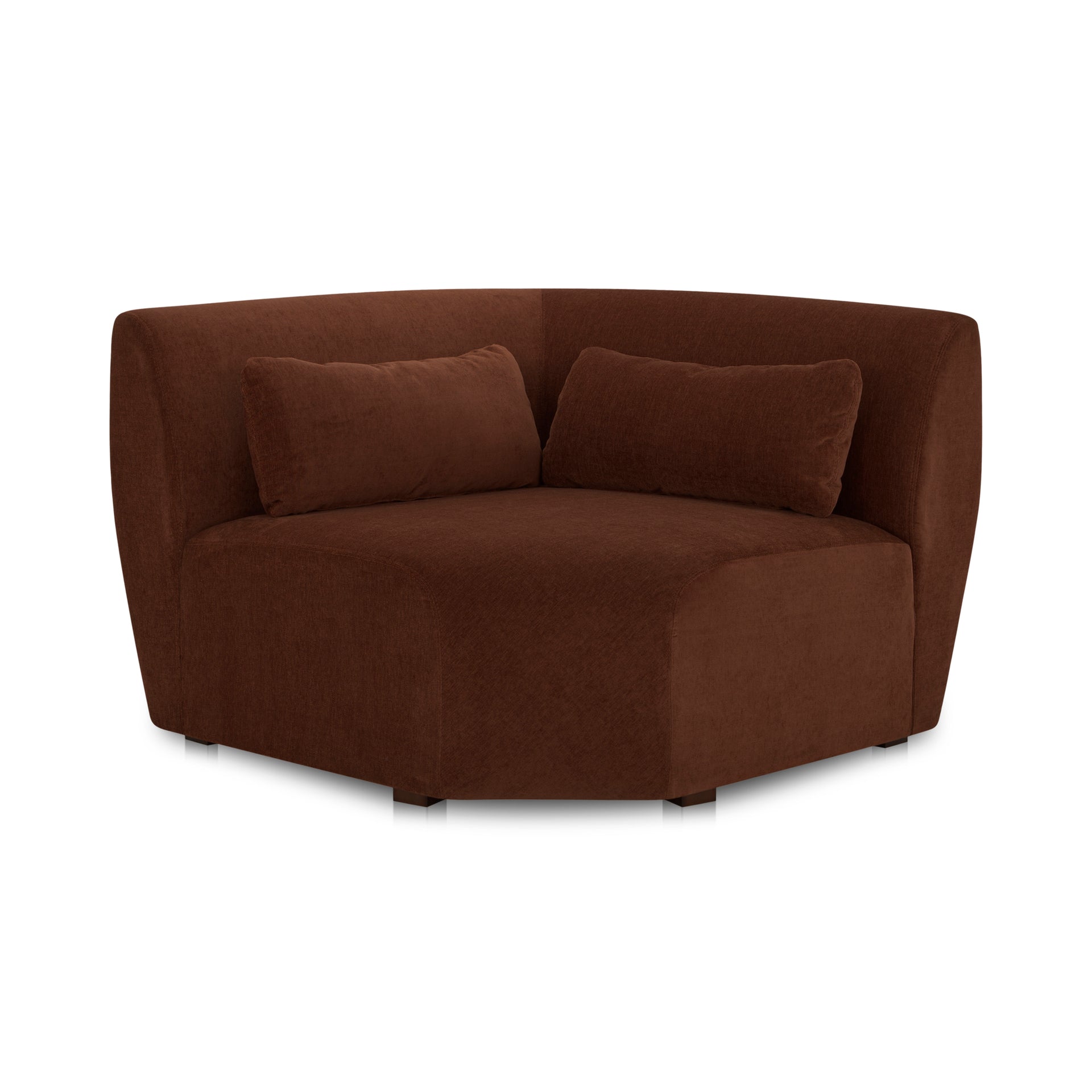Emery Corner Chair, Contemporary Design, Chestnut Brown Upholstery