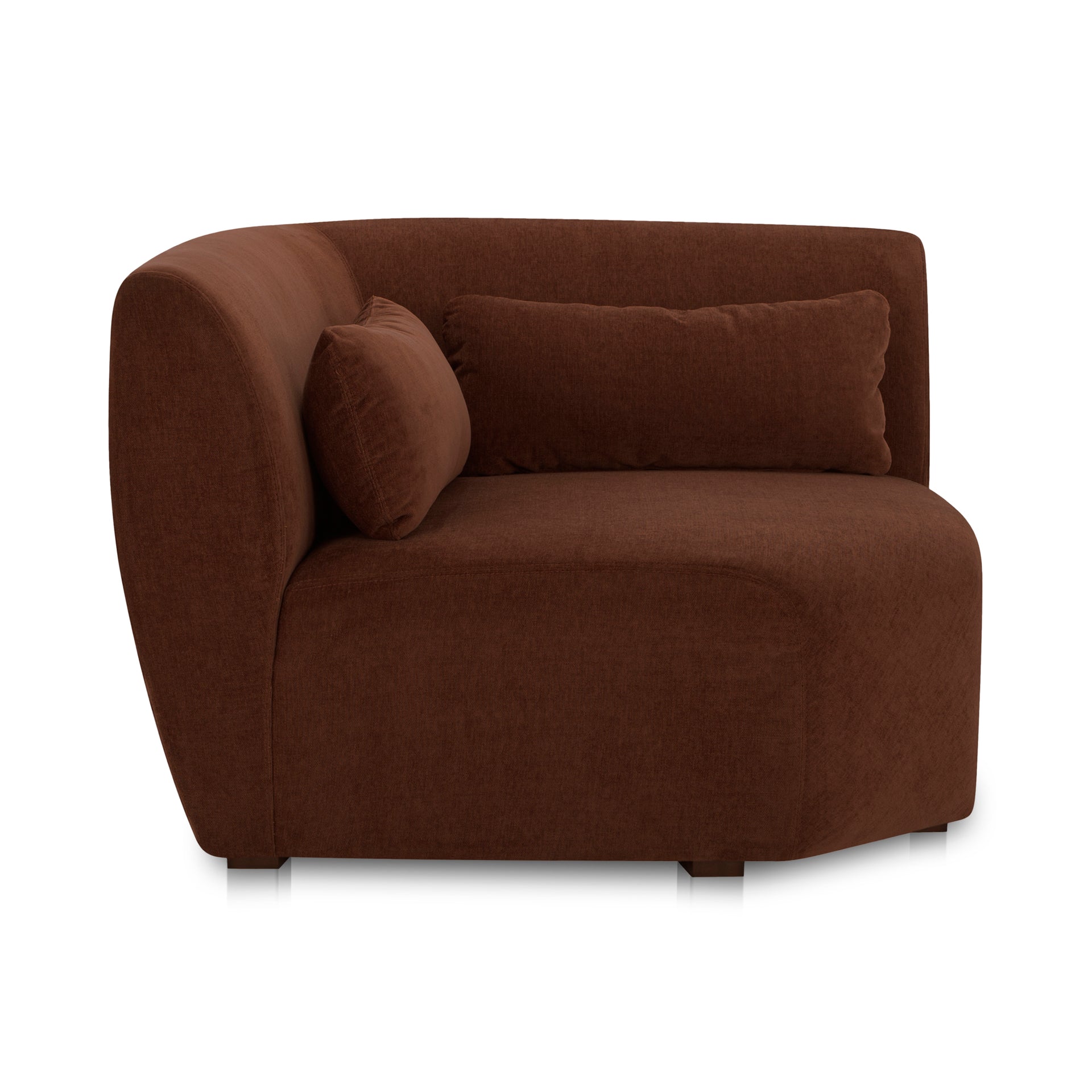 Emery Corner Chair, Contemporary Design, Chestnut Brown Upholstery